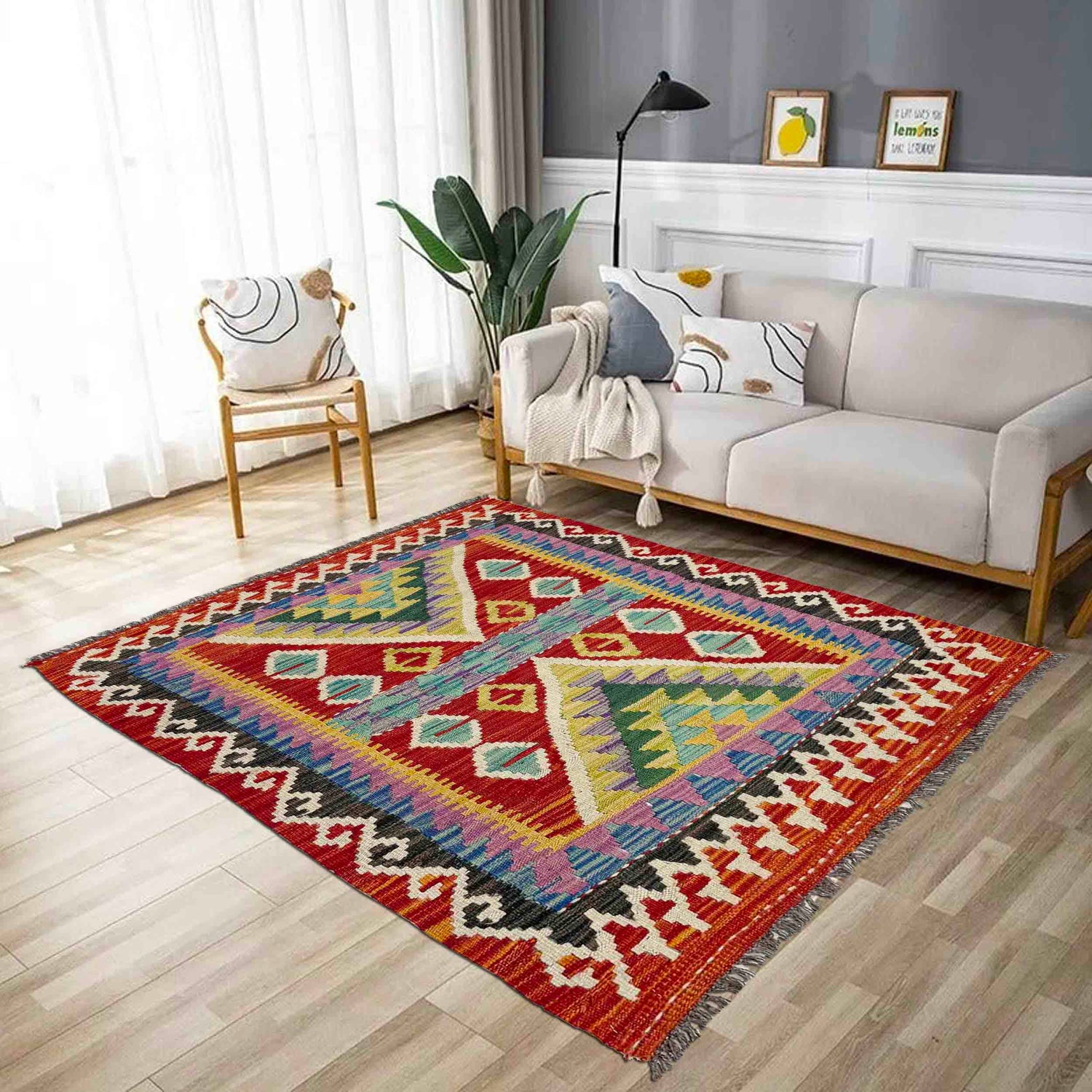 Handmade Multi Kilim Geometric 2x4 ft
