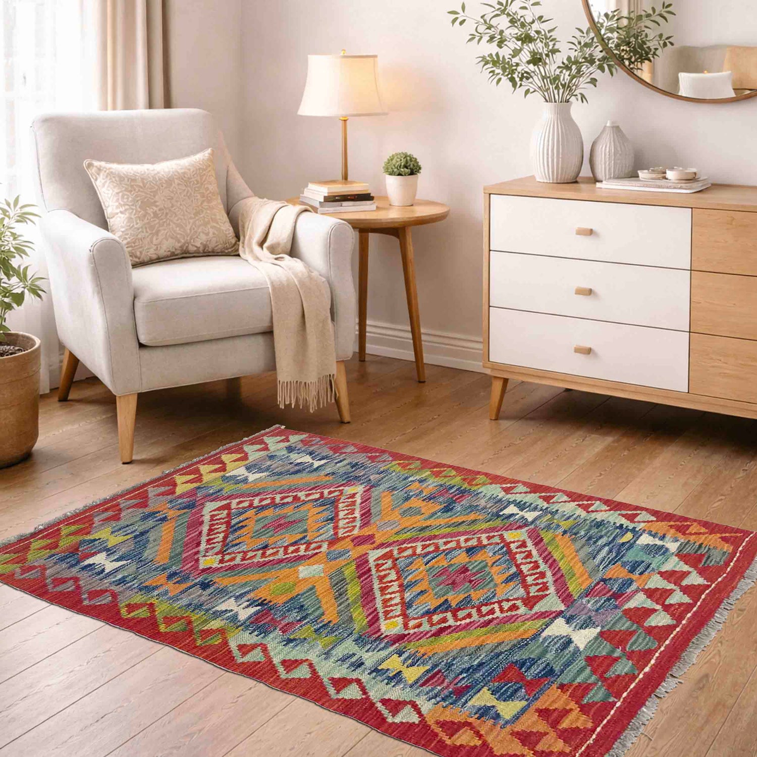 Handmade Multi Kilim Geometric 2x4 ft