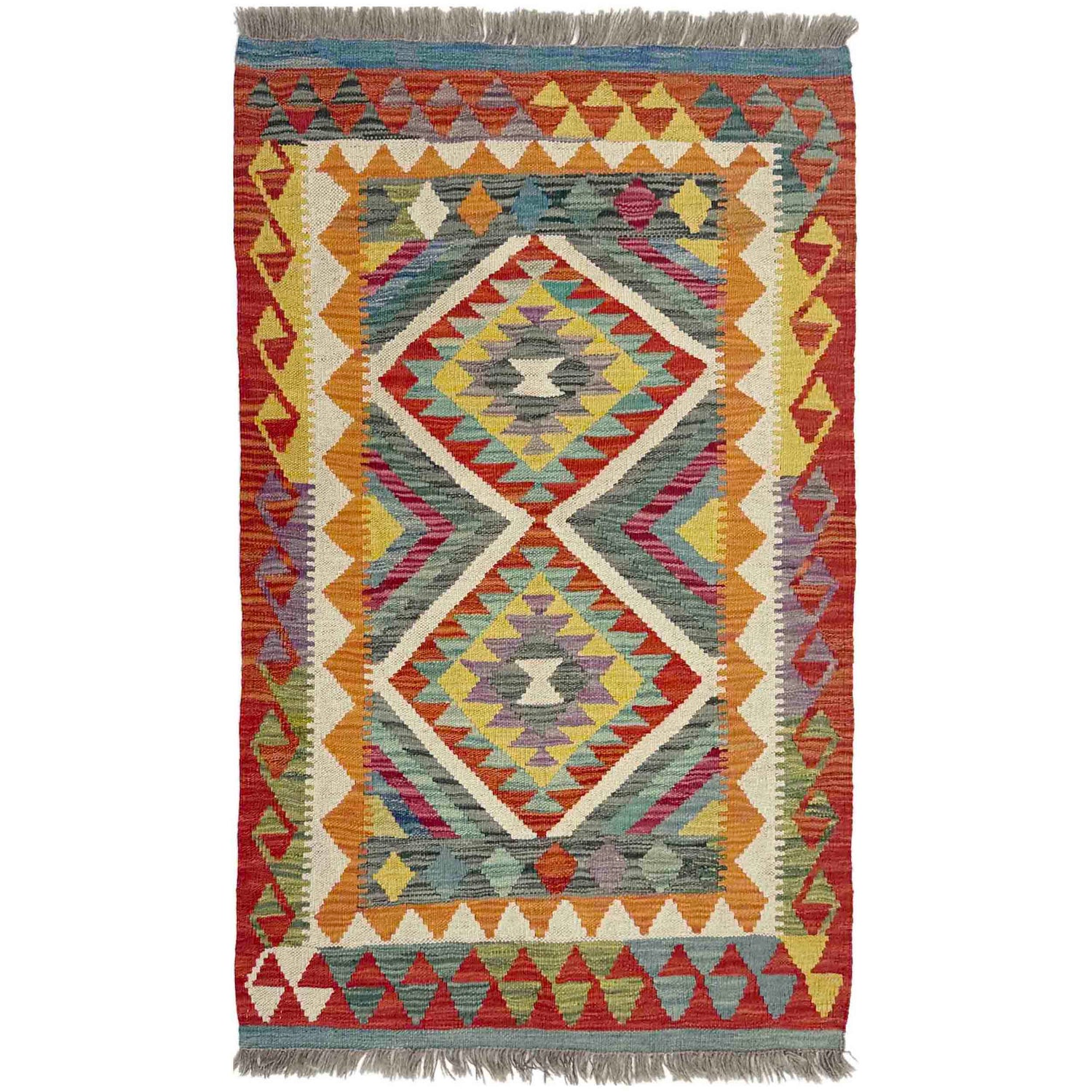 Handmade Multi Kilim Geometric 2x4 ft