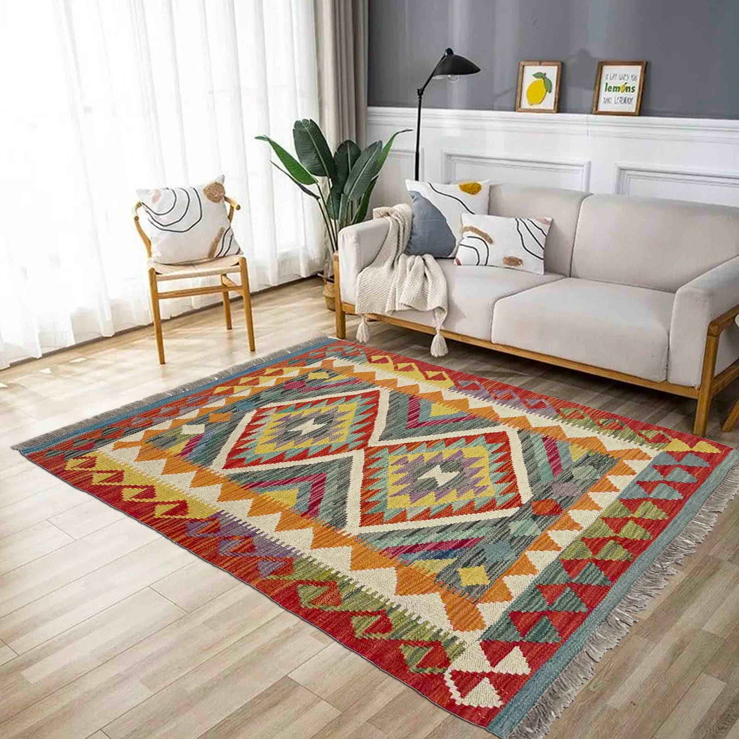 Handmade Multi Kilim Geometric 2x4 ft