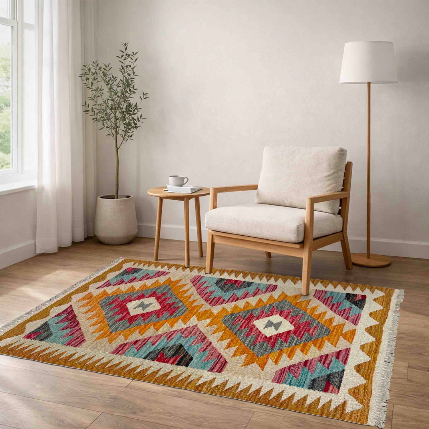 Handmade Multi Kilim Geometric 2x4 ft