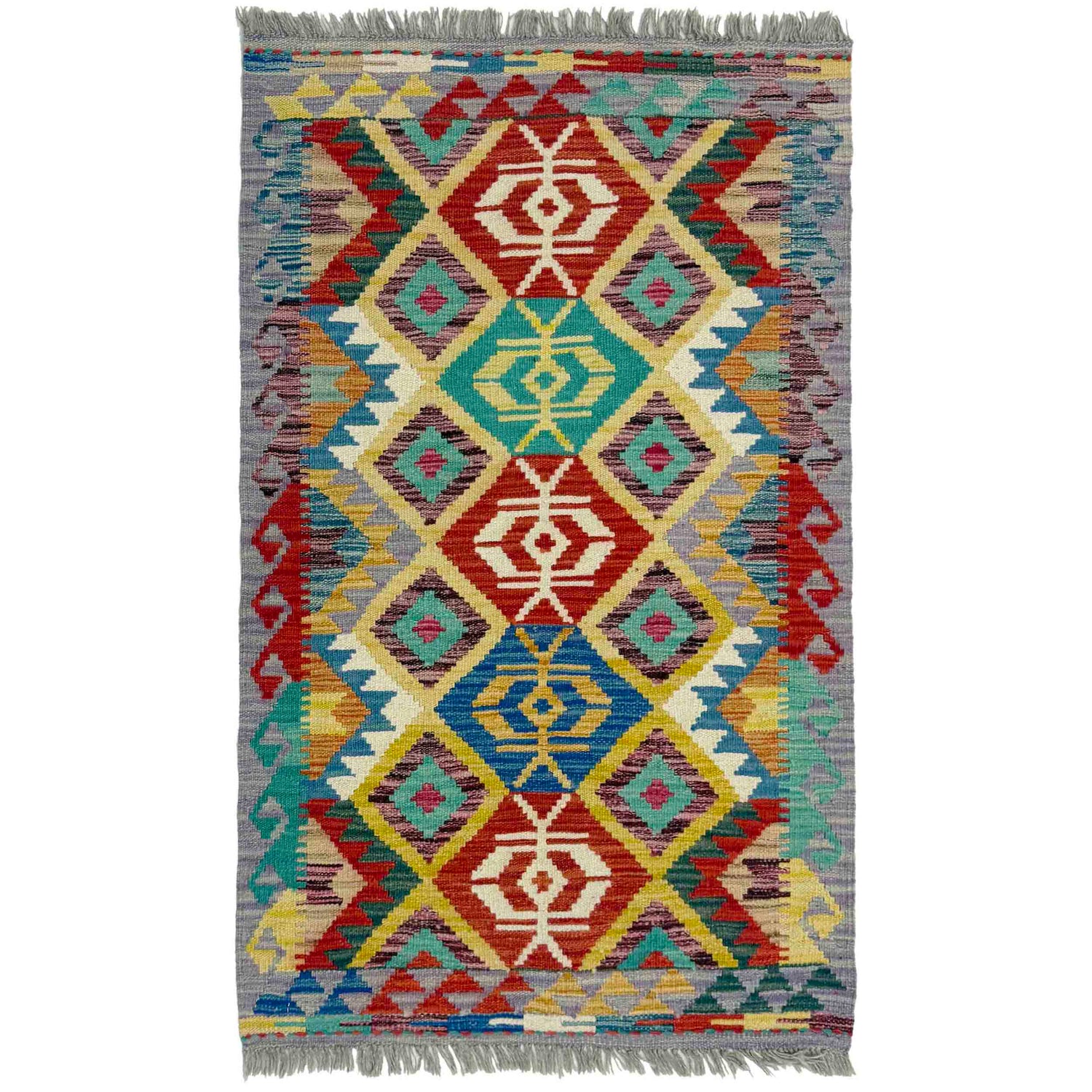 Handmade Multi Kilim Geometric 2x4 ft