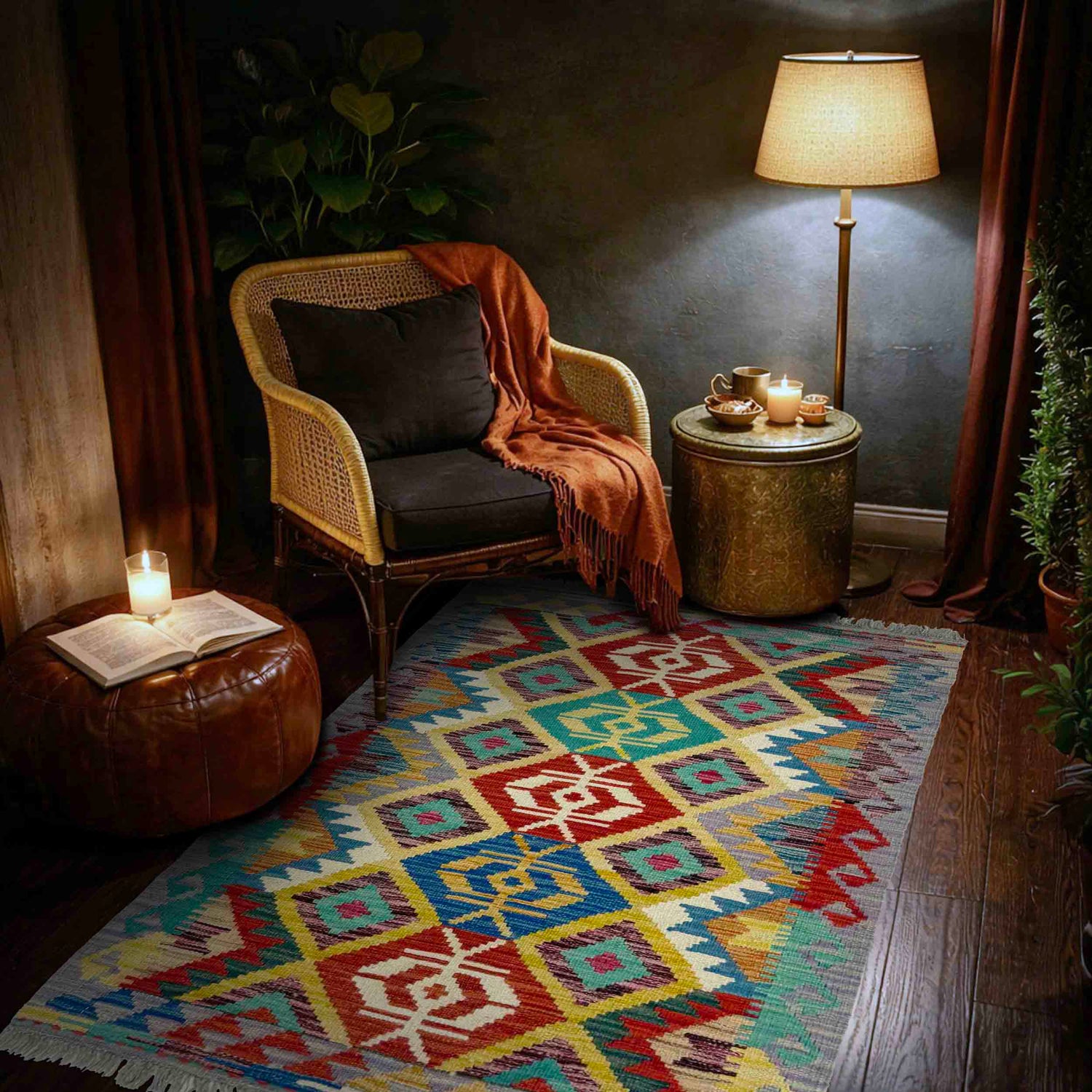 Handmade Multi Kilim Geometric 2x4 ft