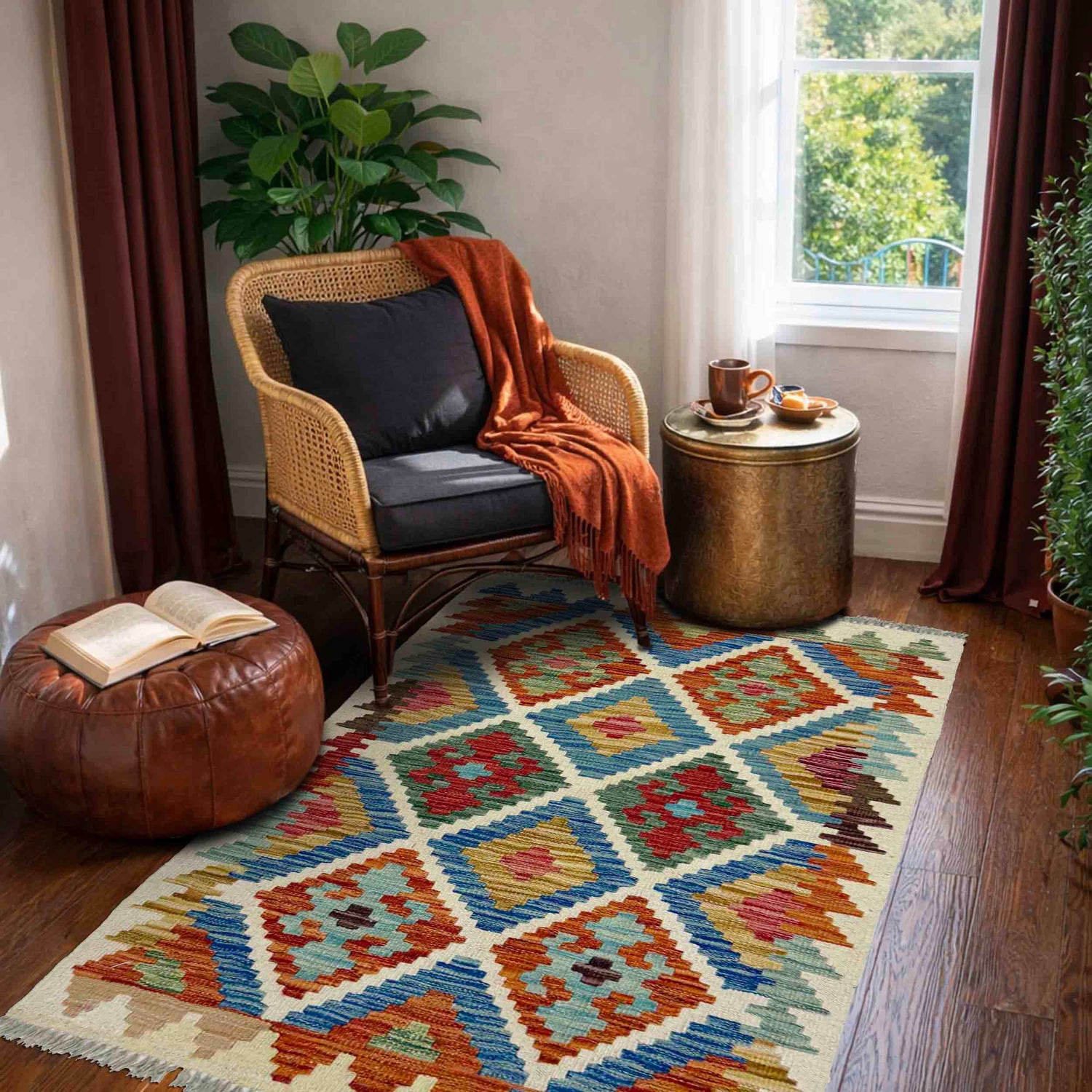 Handmade Multi Kilim Geometric 2x4 ft