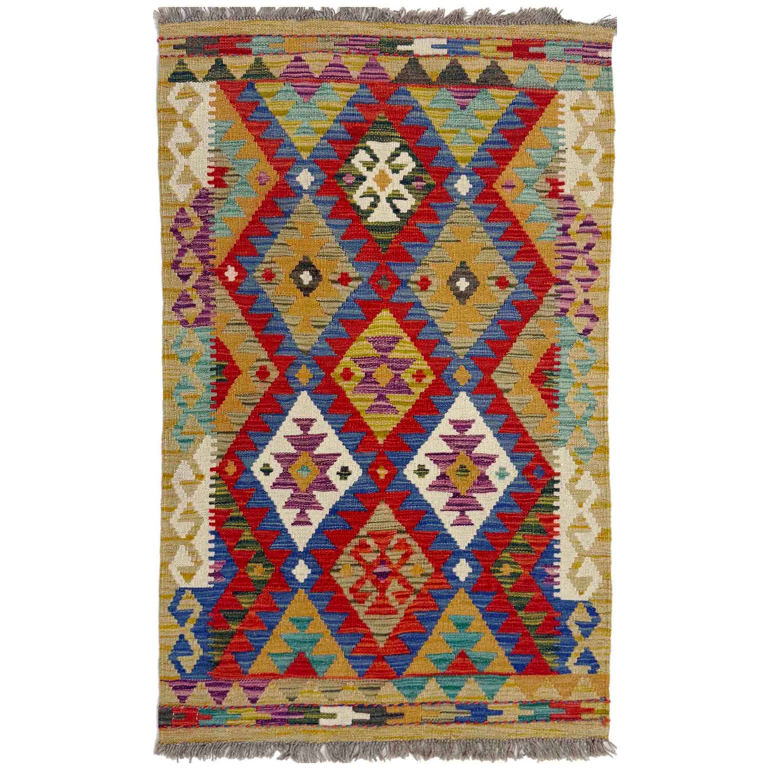 Handmade Multi Kilim Geometric 2x4 ft