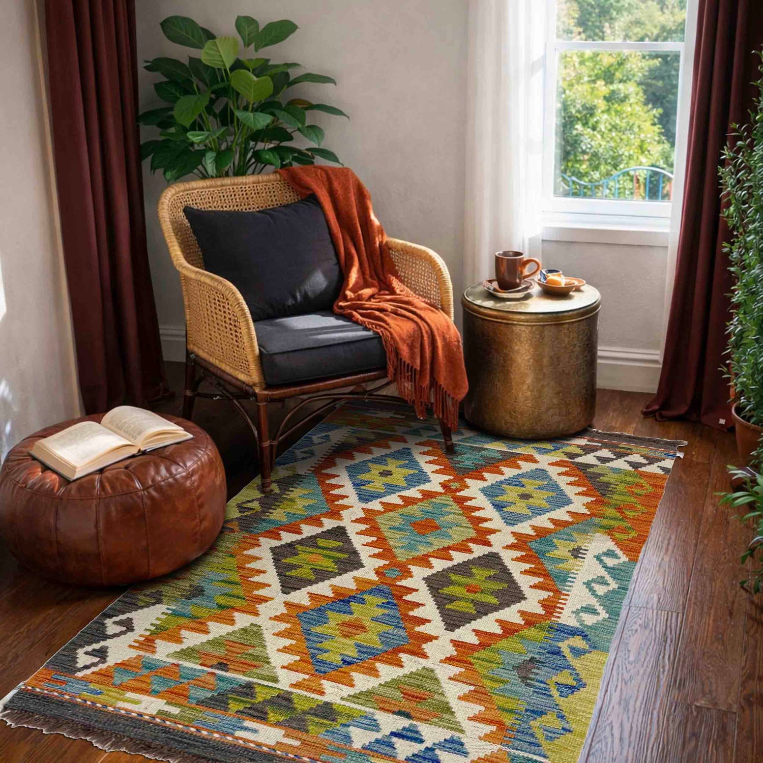 Handmade Multi Kilim Geometric 2x4 ft