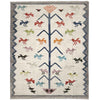 Embroidery Kilim Area Rug Handmade Beige Animal 9x12 ft