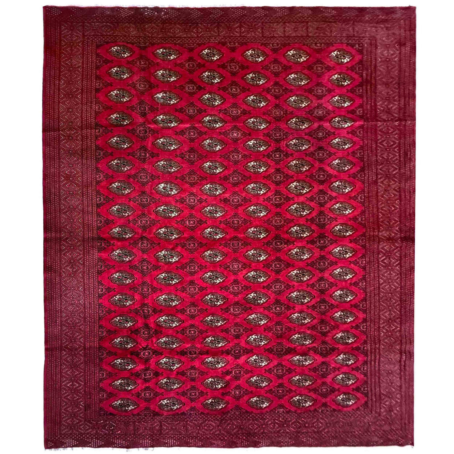 Bokhara Rug Handmade Deep Red Medallion 10x13 ft