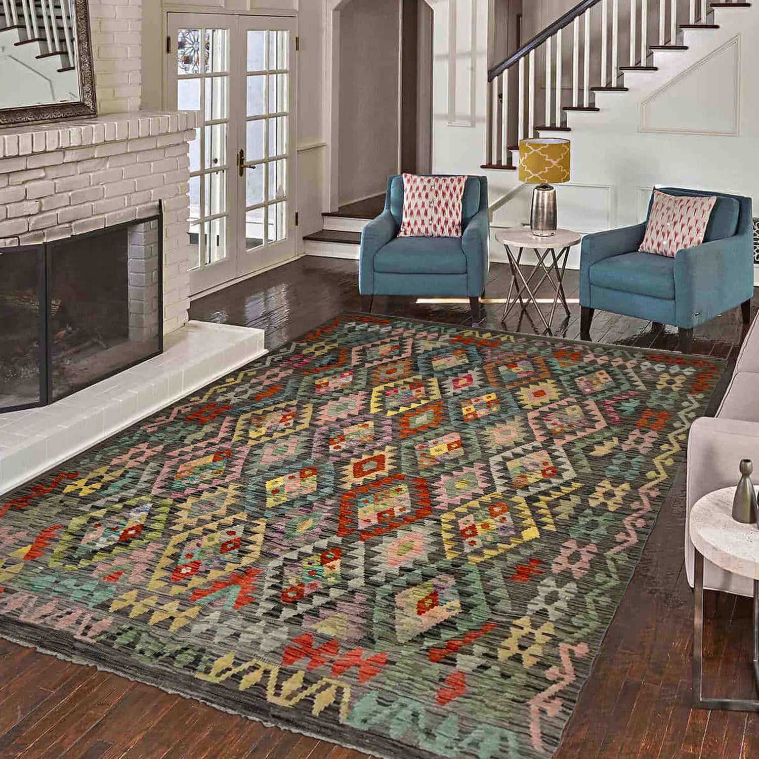 Handmade Multi Kilim Geometric 5x8 ft