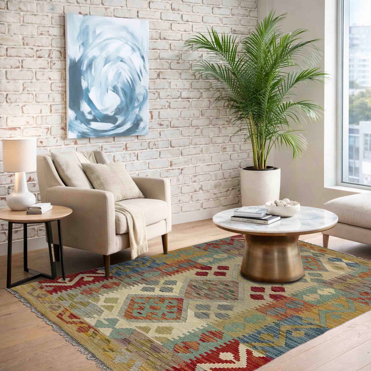 Handmade Multi Kilim Geometric 2x4 ft