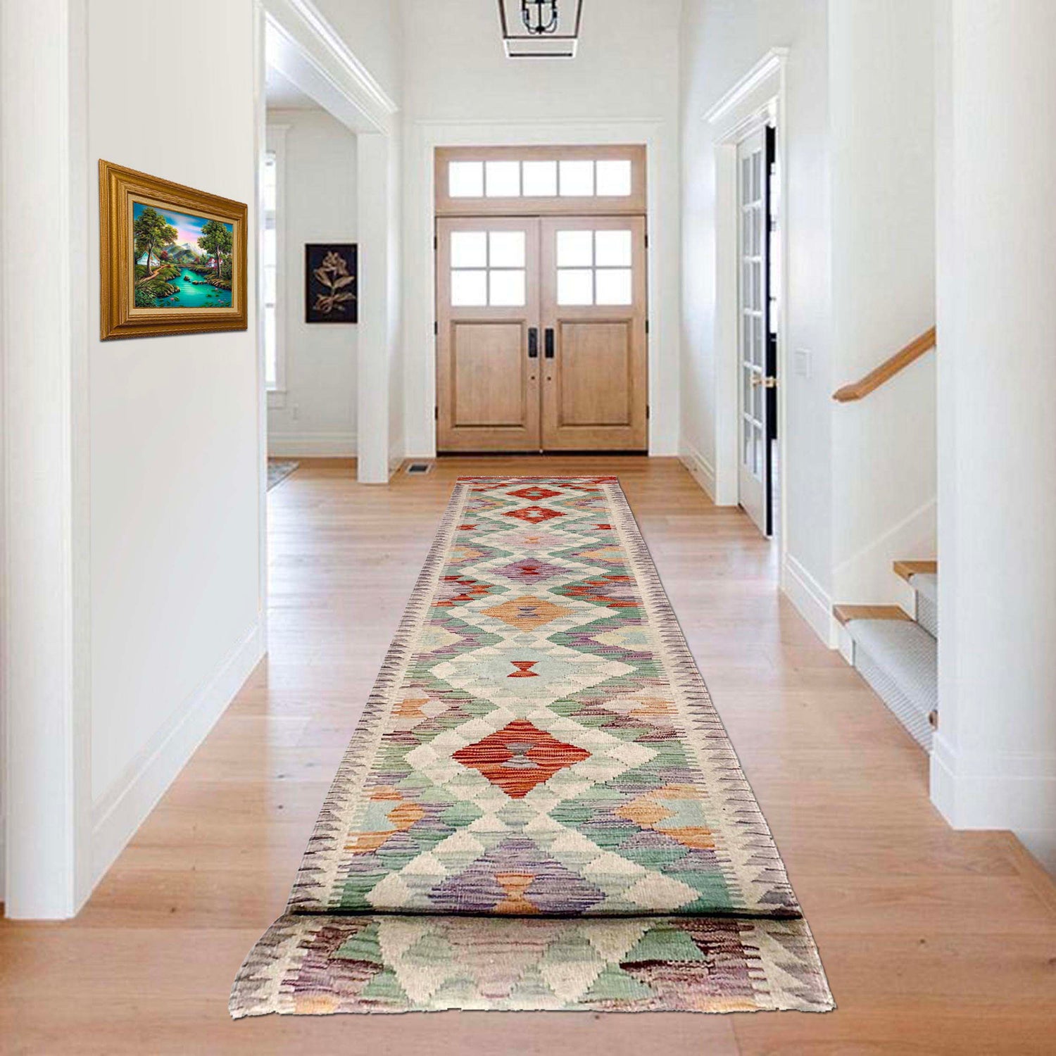 Handmade Multi Kilim Geometric 16' Runner