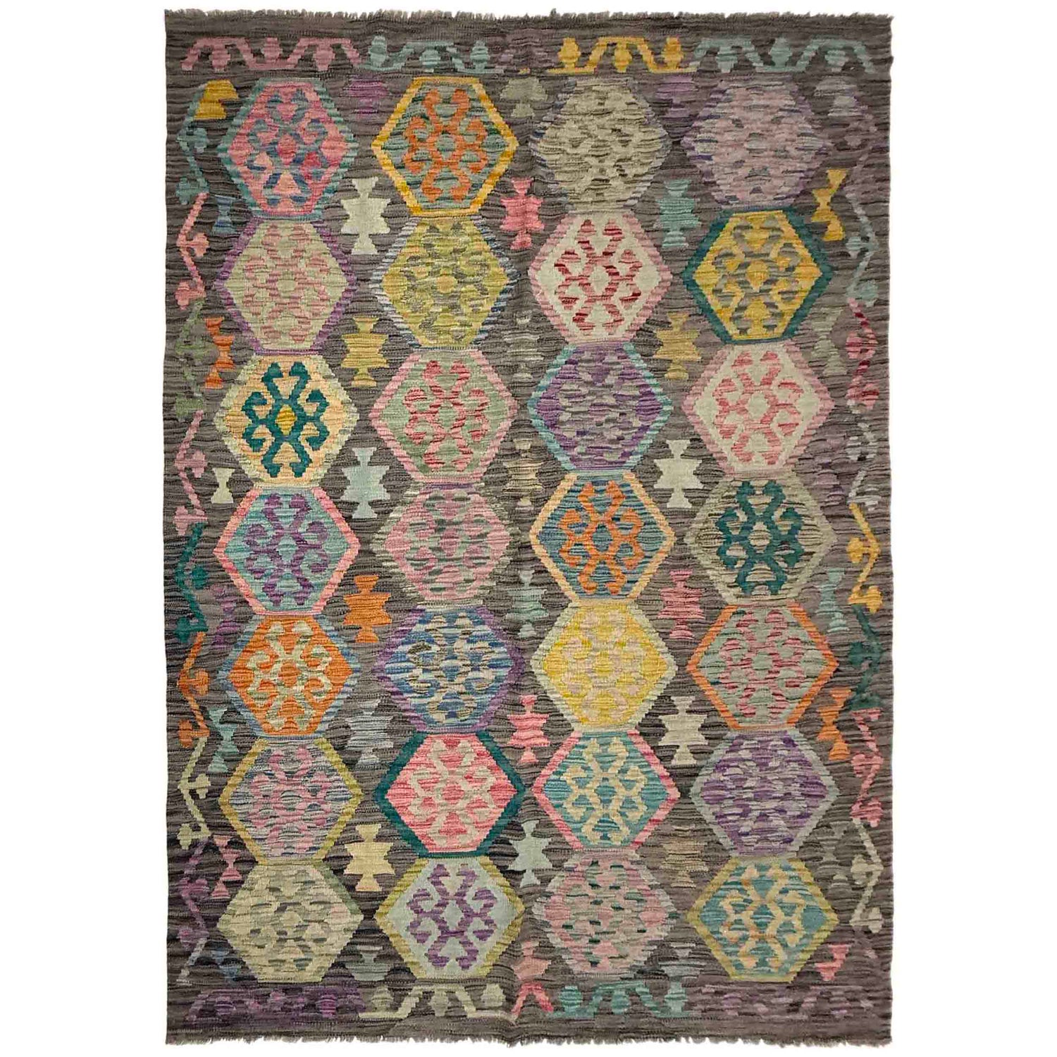 Handmade Multi Kilim Geometric 5x8 ft