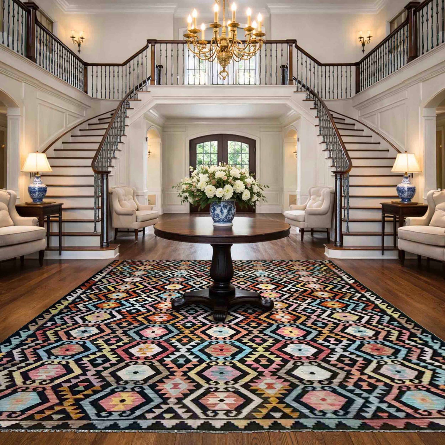 Handmade Multi Kilim Geometric 9x12 ft