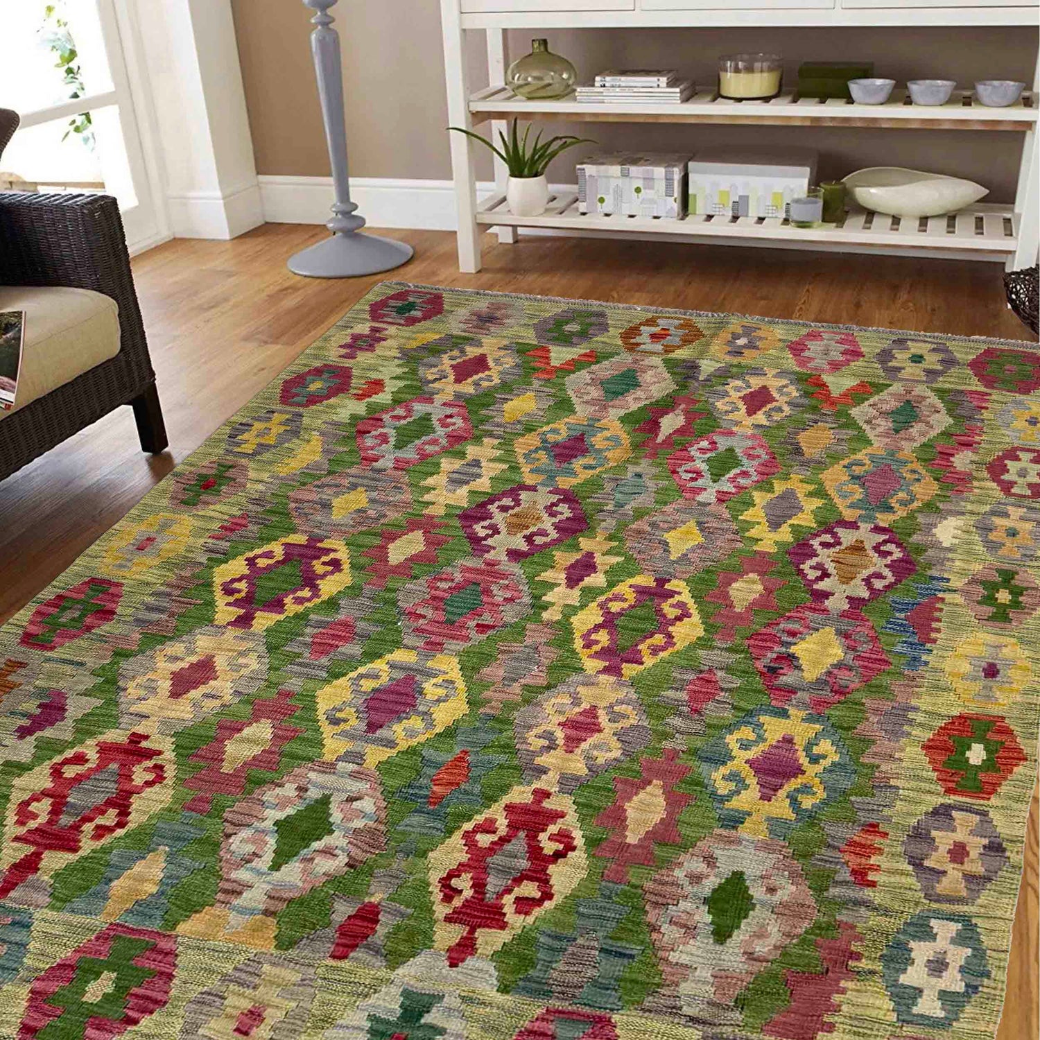 Handmade Multi Kilim Geometric 4x7 ft