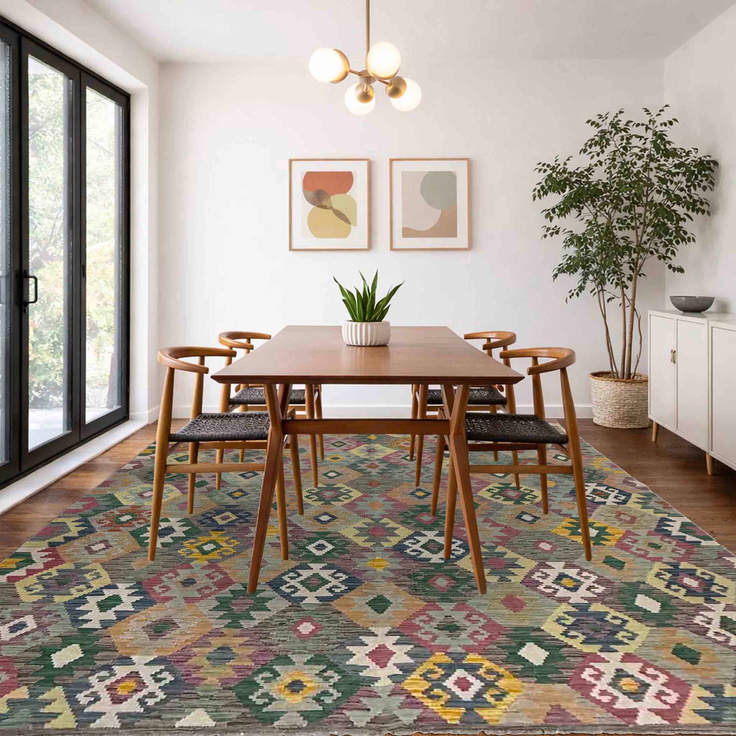 Handmade Multi Kilim Geometric 5x8 ft