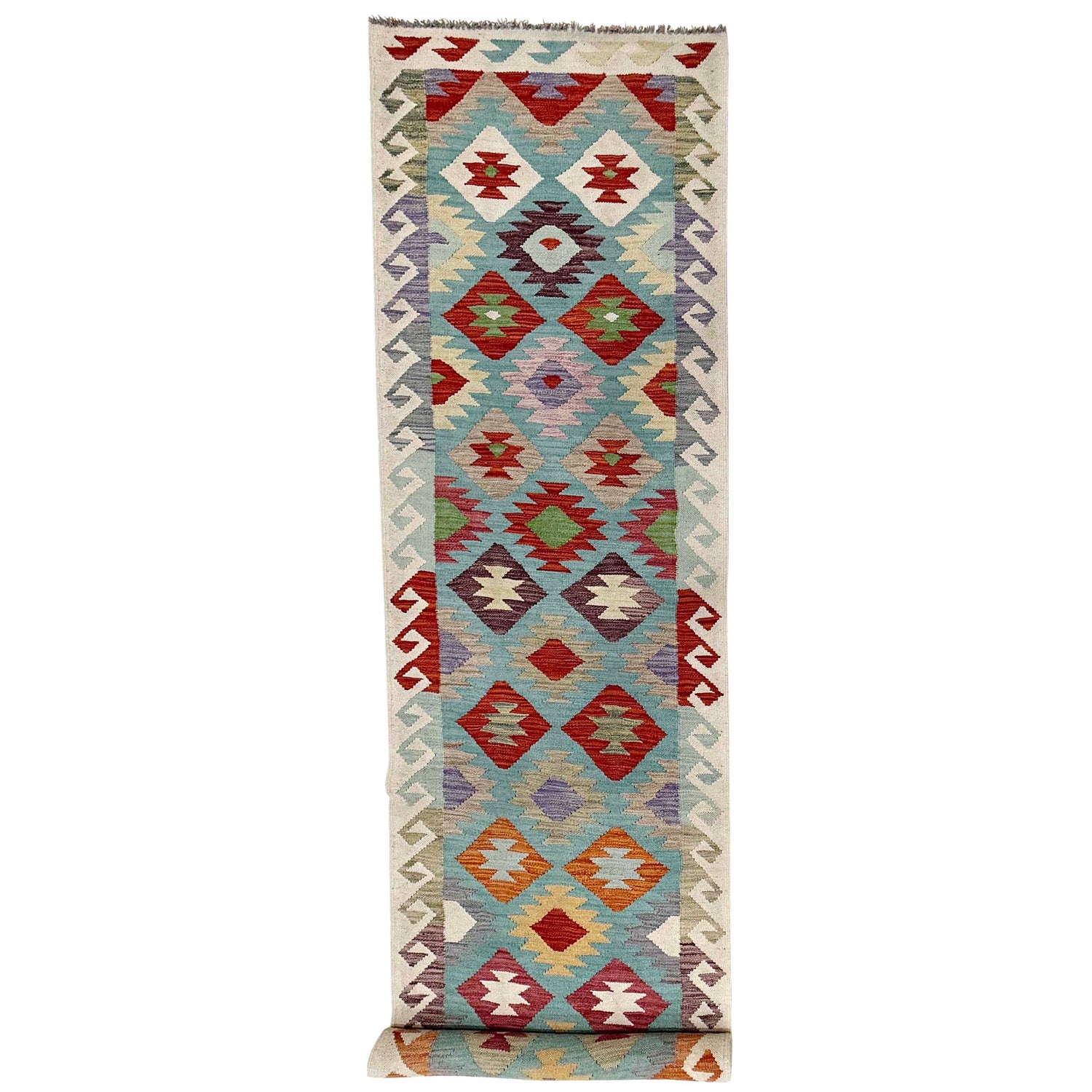 Handmade Multi Kilim Geometric 13' Runner