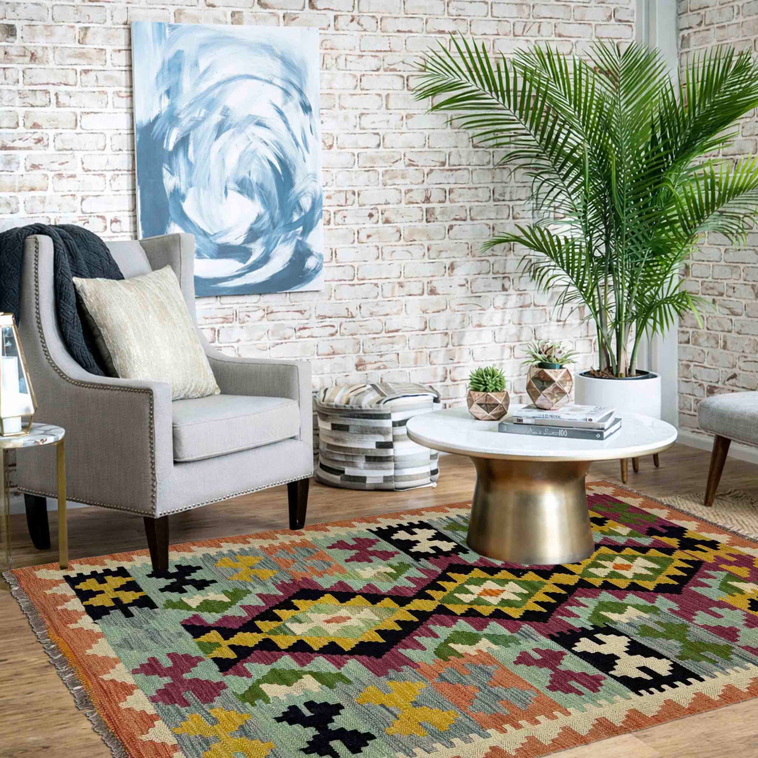 Handmade Multi Kilim Geometric 3x5 ft