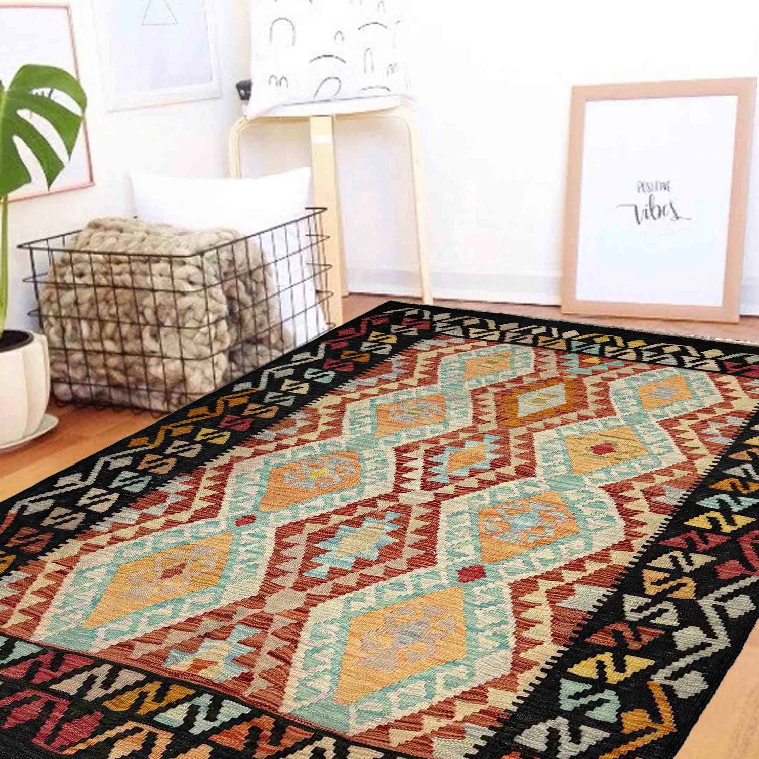 Handmade Multi Kilim Geometric 4x6 ft