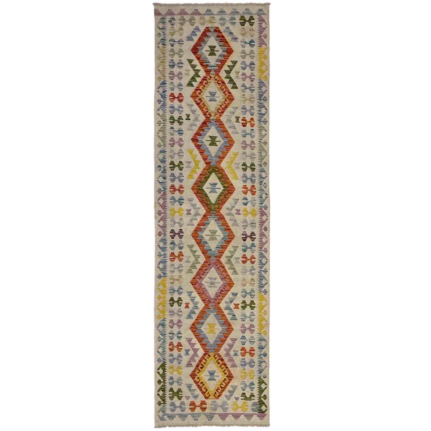Handmade Multi Kilim Geometric 10' Runner
