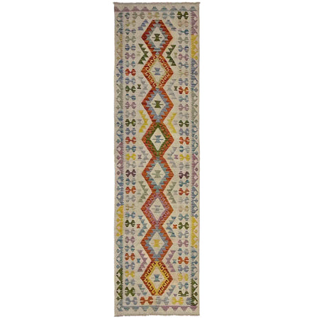 Handmade Multi Kilim Geometric 10' Runner