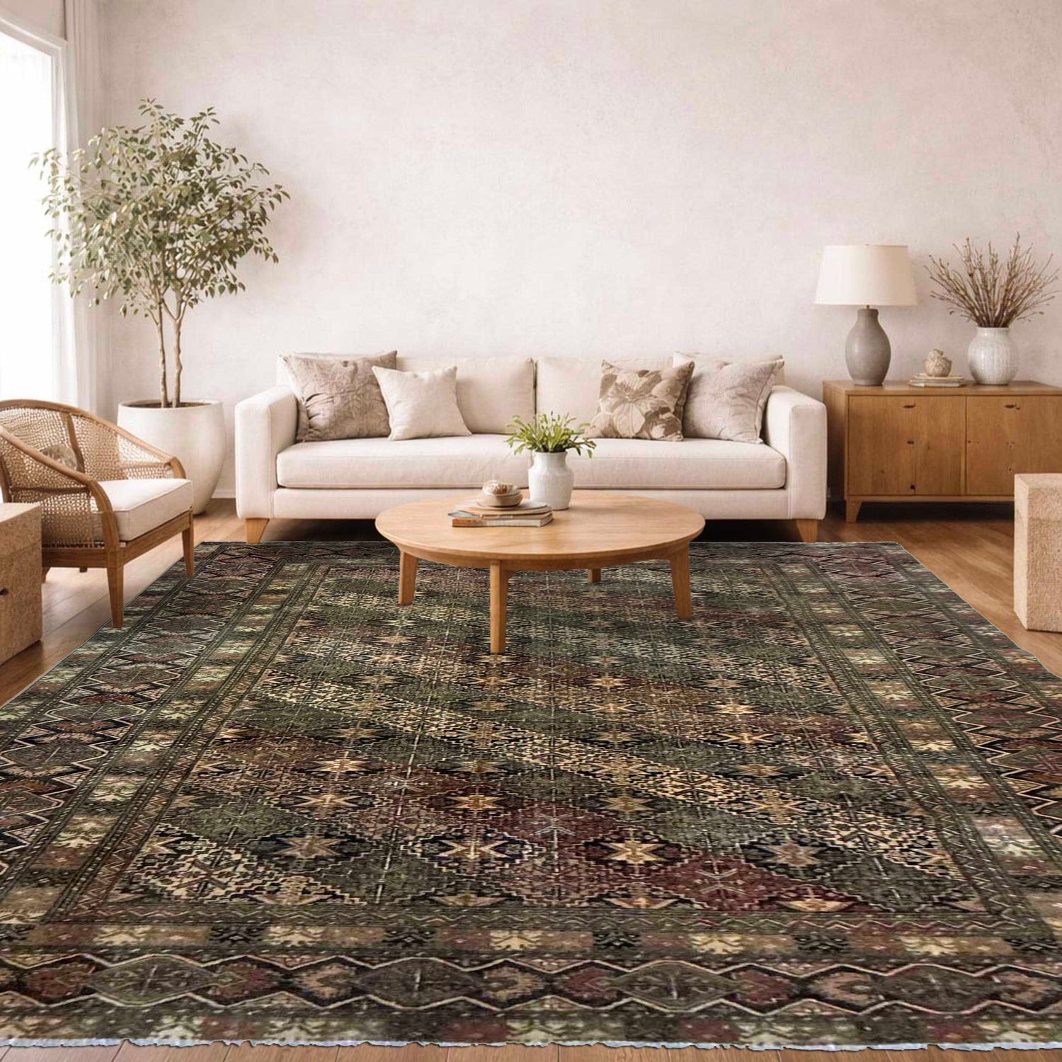 Kashan Area Rug Handmade Multi Medallion 9x12 ft