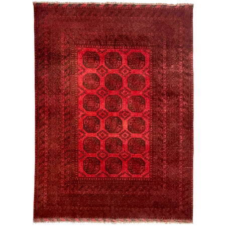Filpa Area Rug Handmade Red Geometric 6x9 ft