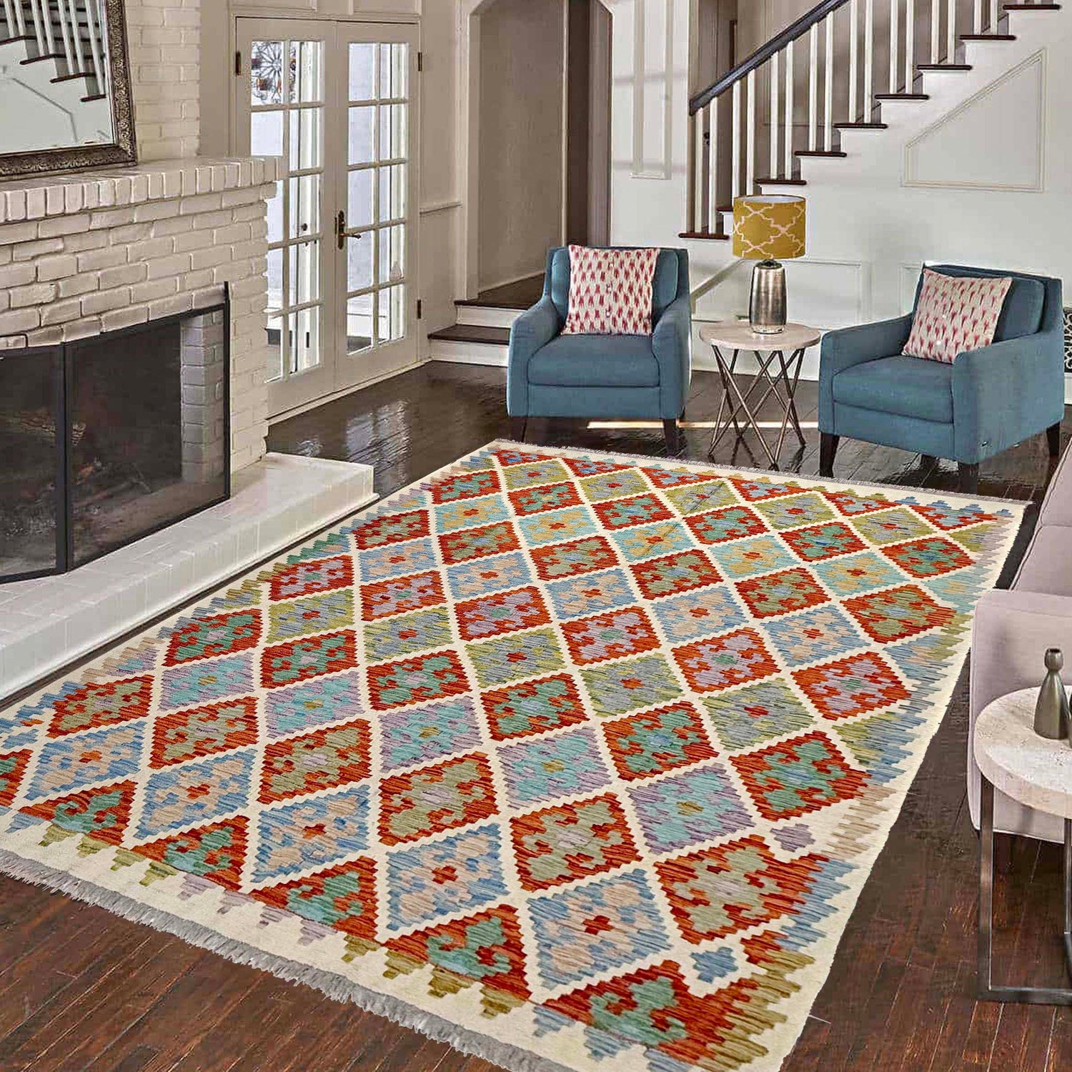 Handmade Multi Kilim Geometric 5x8 ft