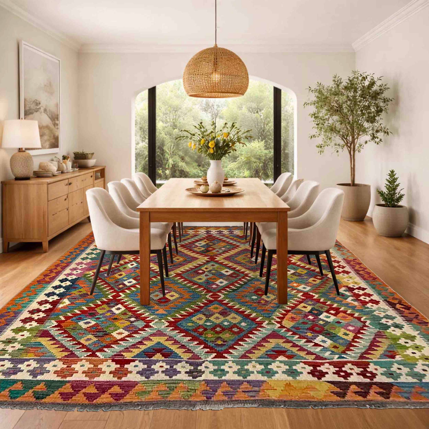 Handmade Multi Kilim Geometric 5x8 ft