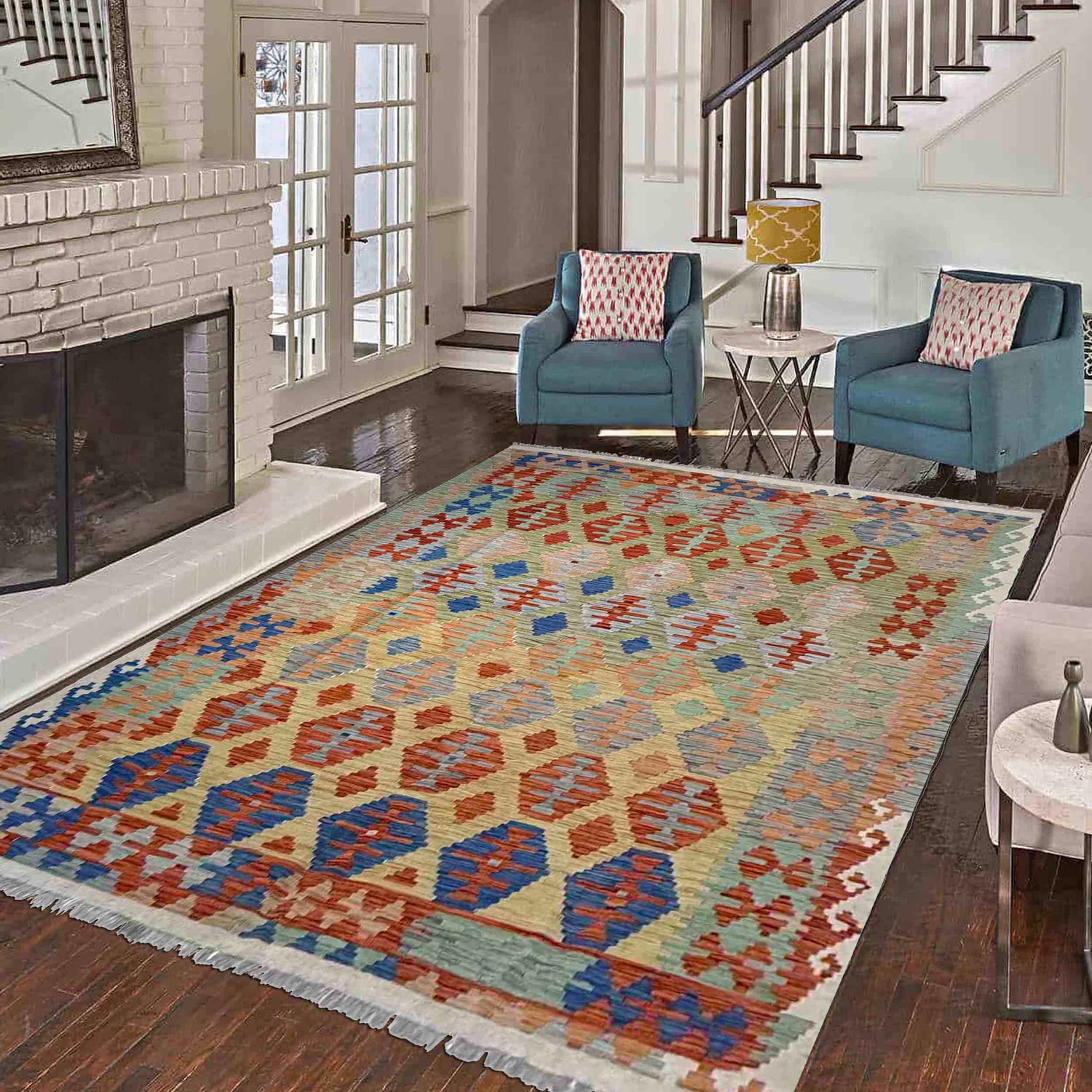 Handmade Multi Kilim Geometric 5x8 ft