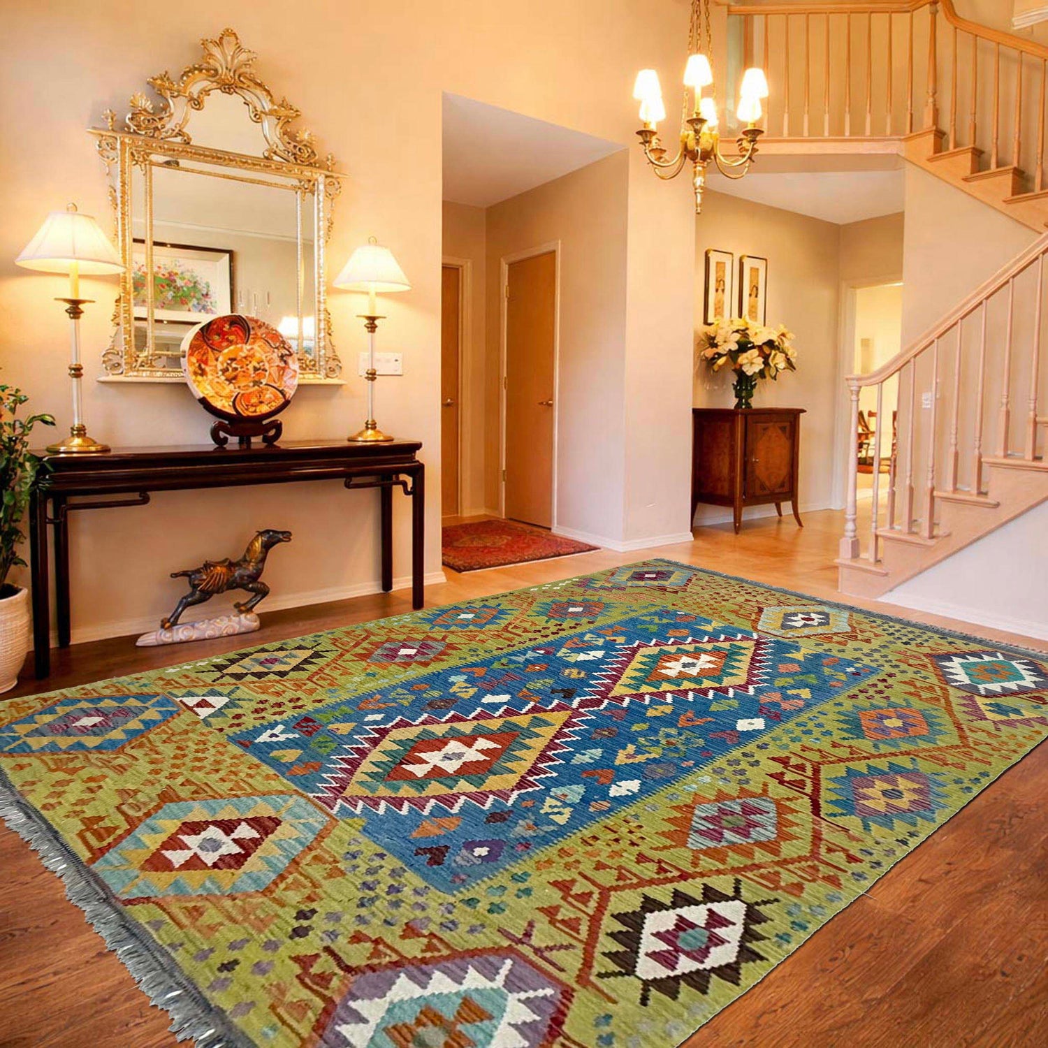 Handmade Multi Kilim Geometric 5x8 ft