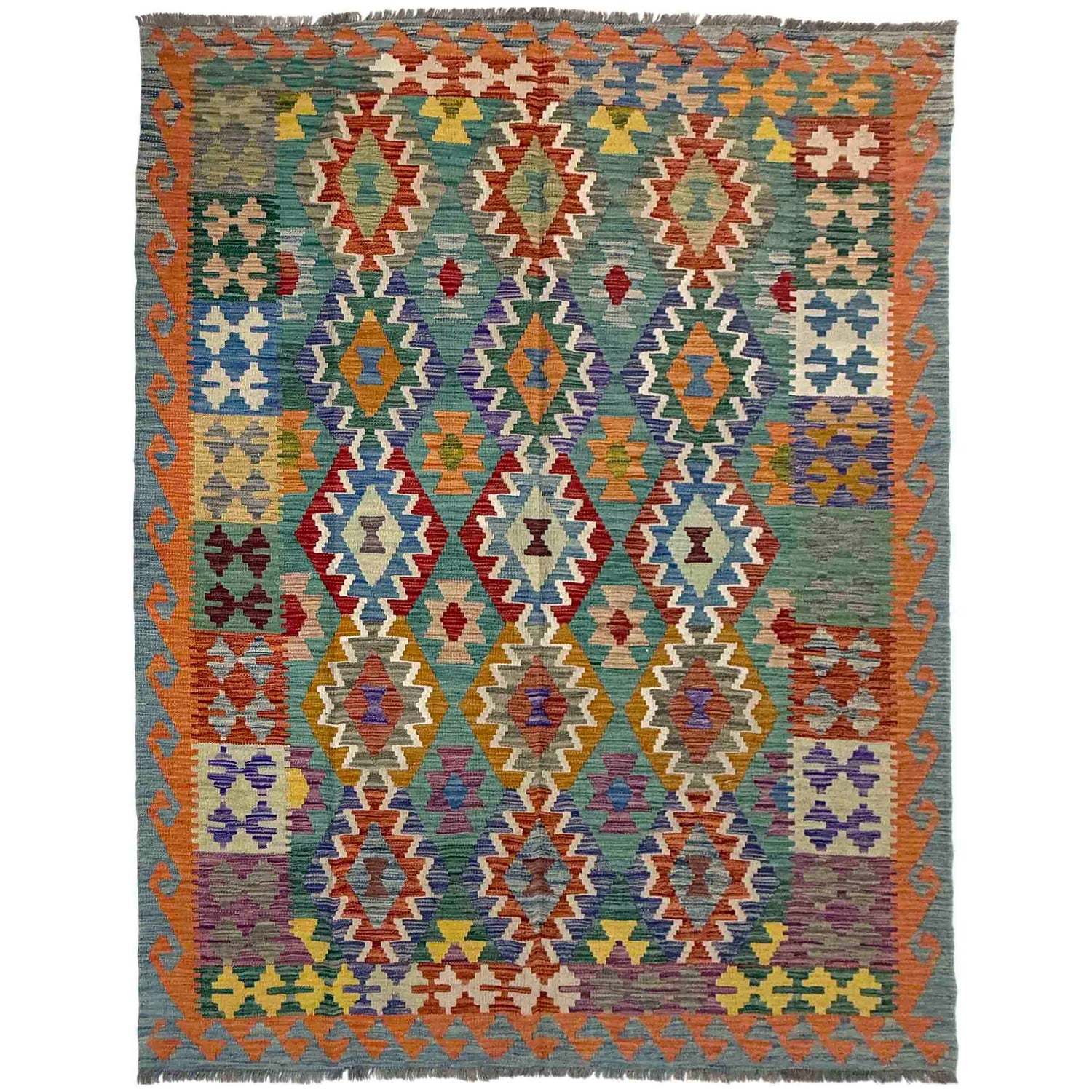 Handmade Multi Kilim Geometric 5x8 ft