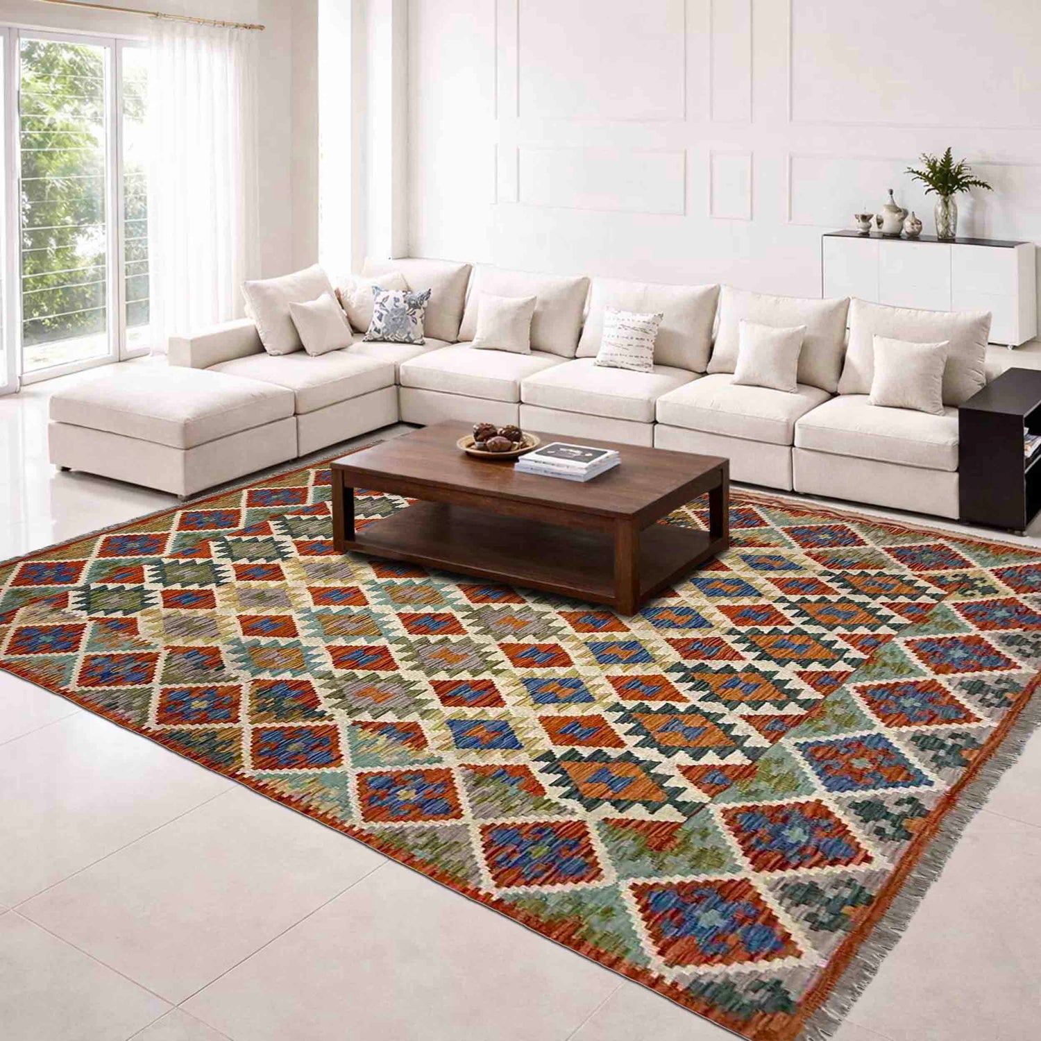 Handmade Multi Kilim Geometric 5x8 ft