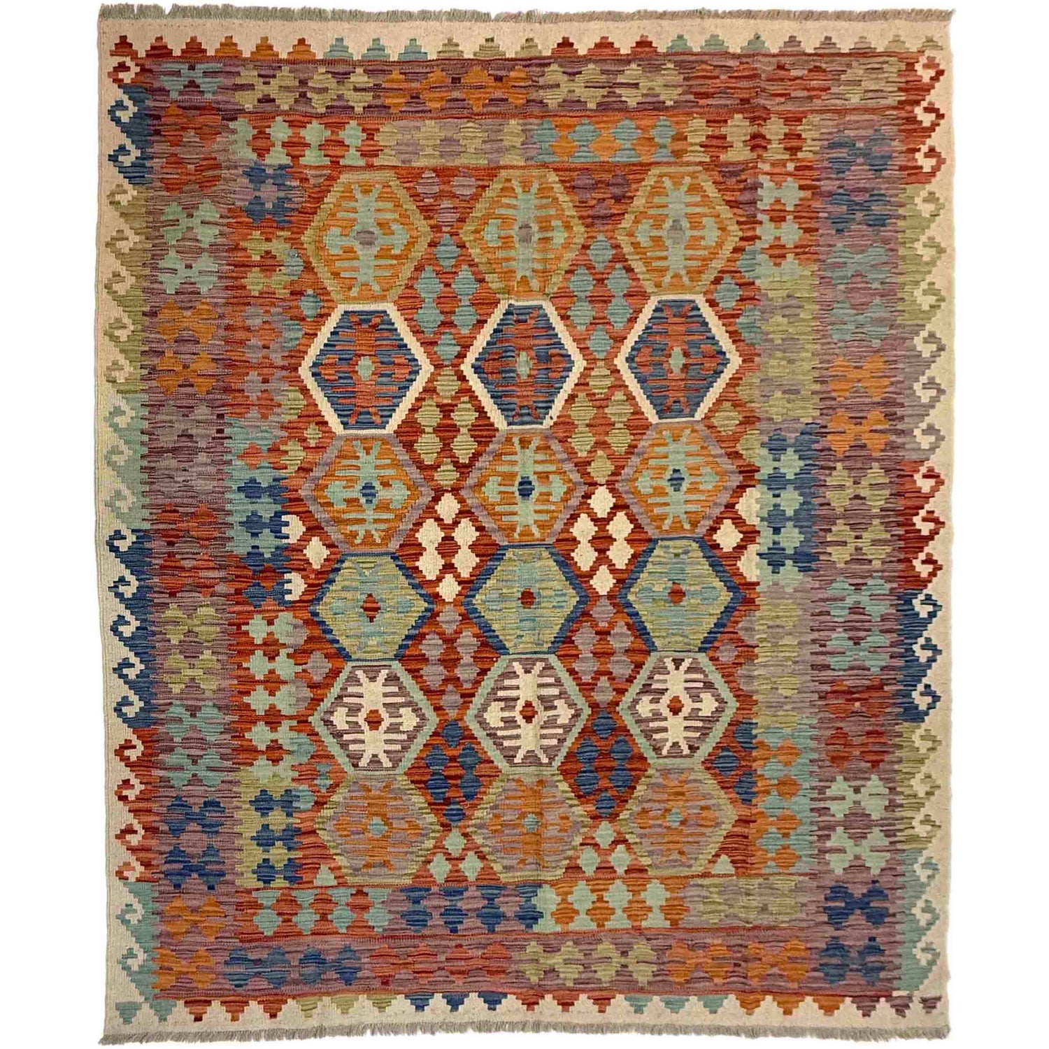Handmade Multi Kilim Geometric 5x8 ft