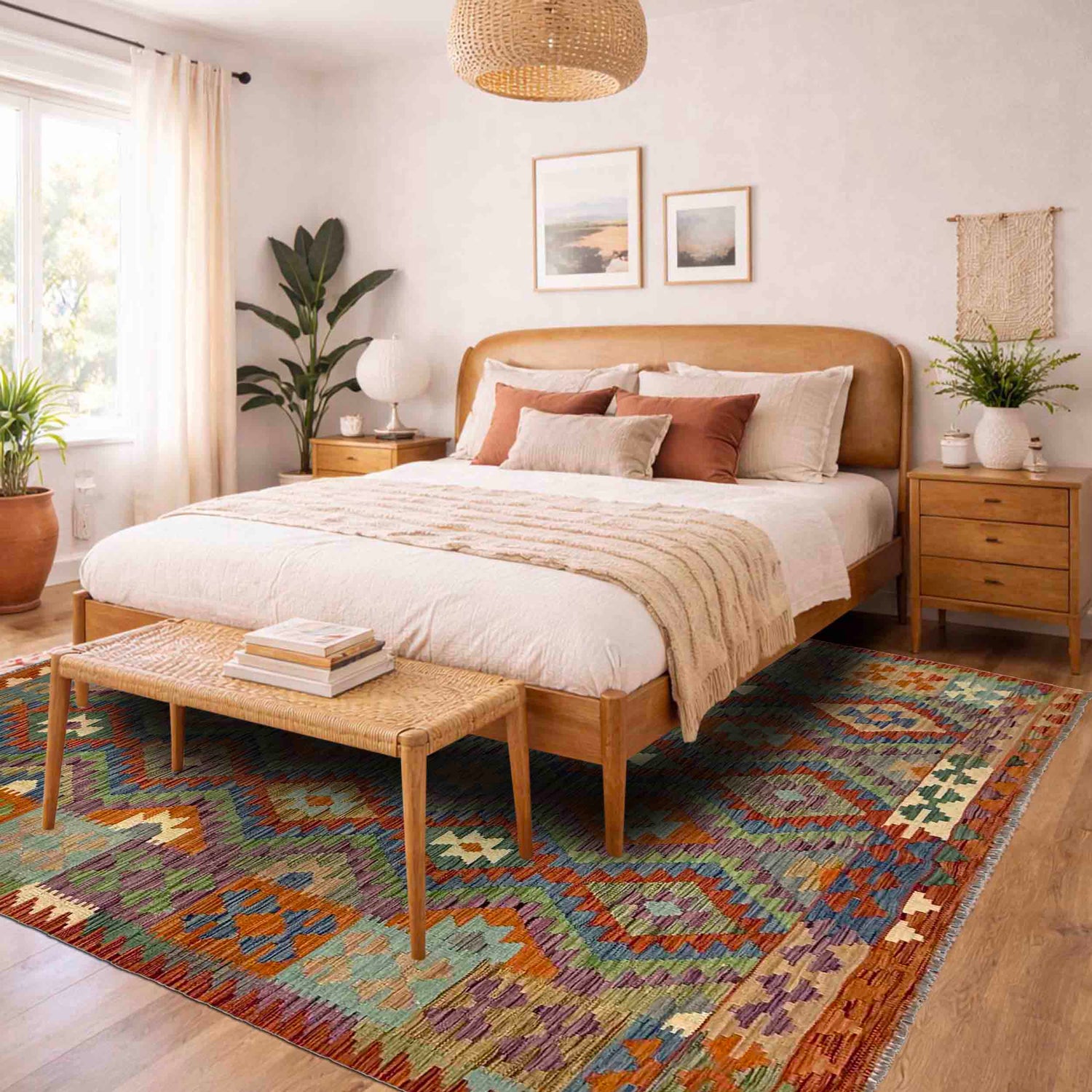 Handmade Multi Kilim Geometric 5x8 ft
