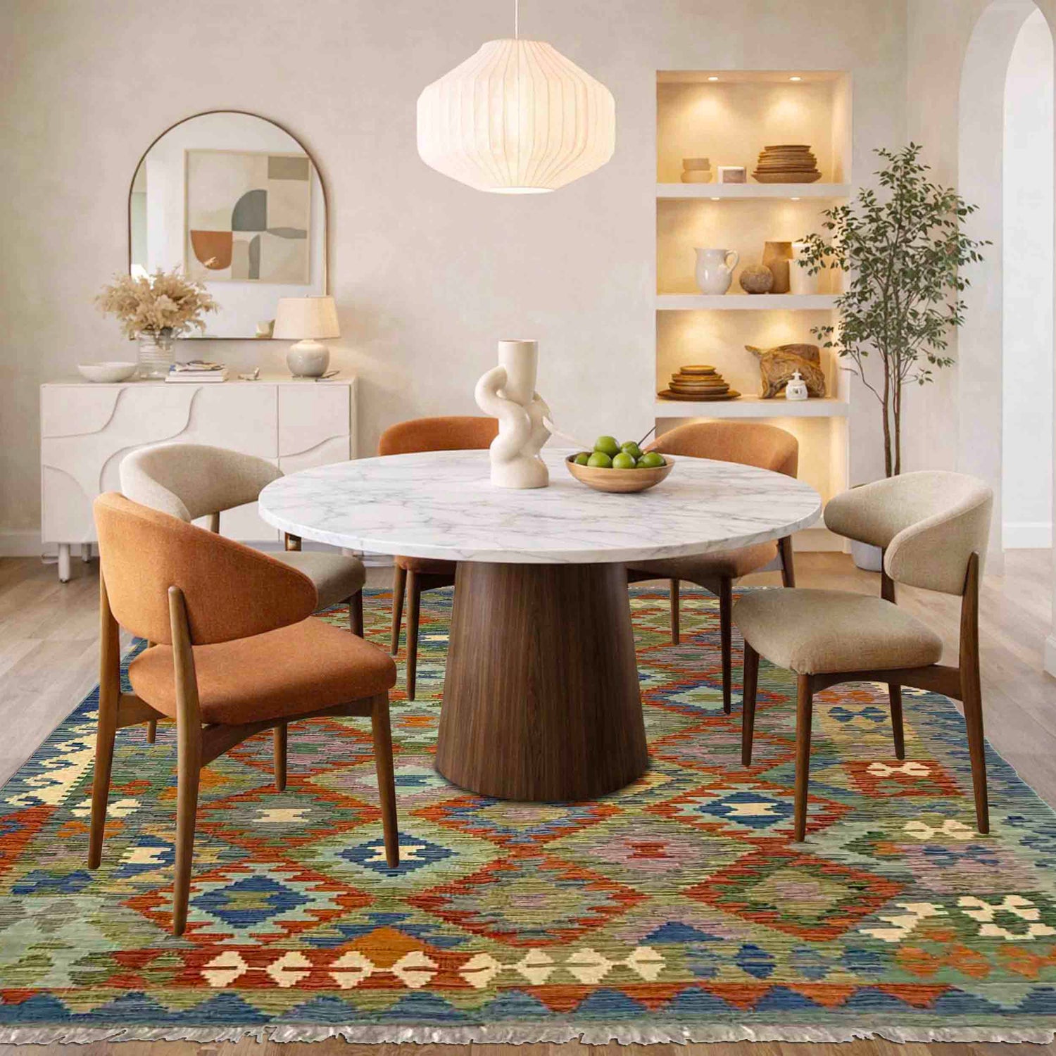 Handmade Multi Kilim Geometric 5x8 ft