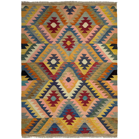 Handmade Multi Kilim Geometric 4x6 ft
