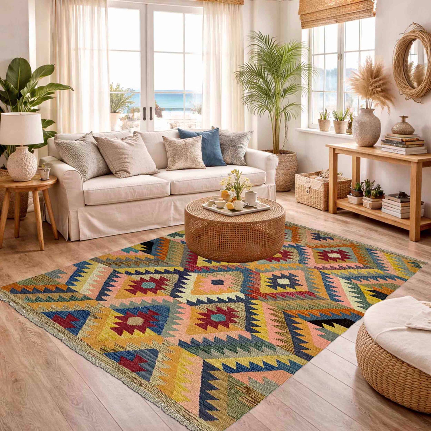Handmade Multi Kilim Geometric 4x6 ft