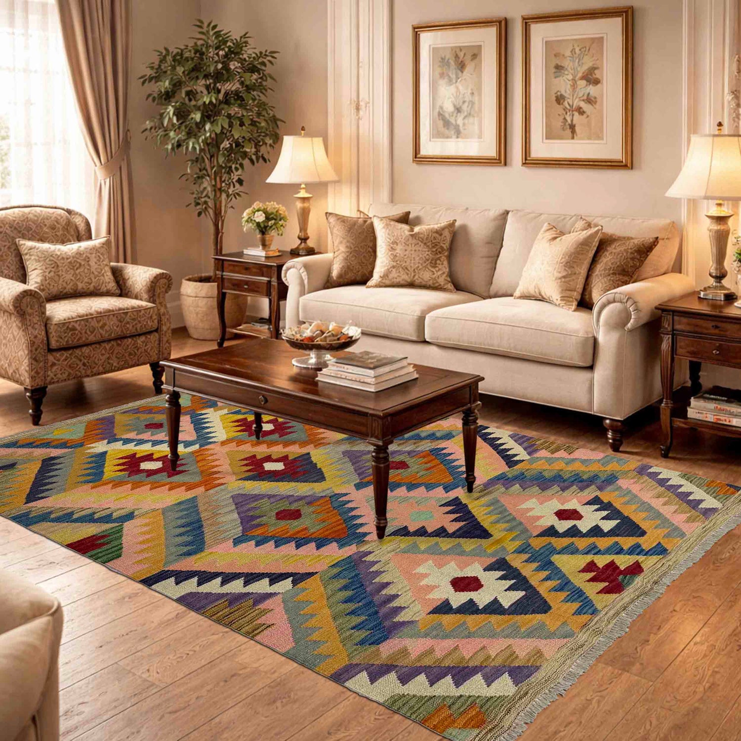 Handmade Multi Kilim Geometric 4x6 ft