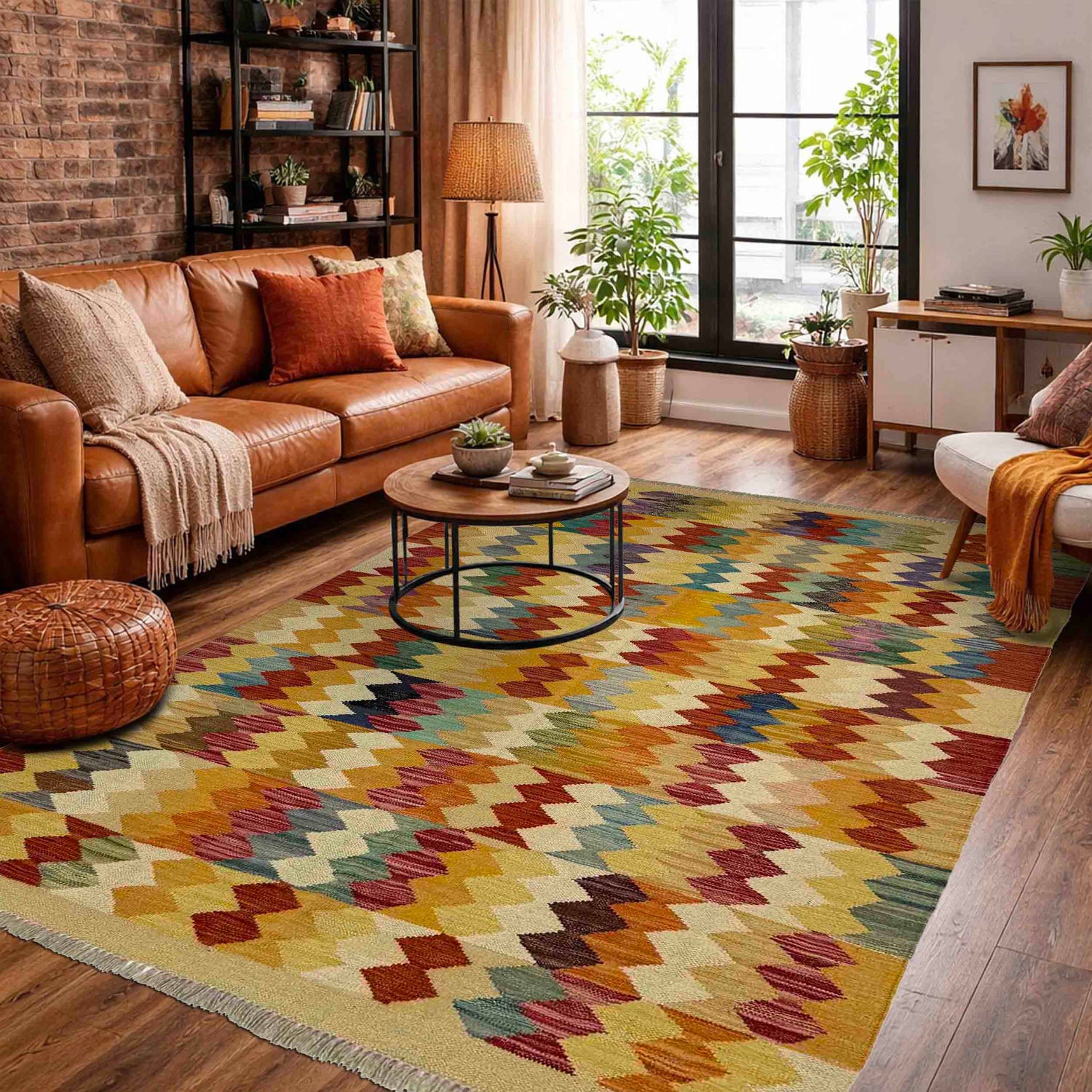 Handmade Multi Kilim Geometric 4x6 ft