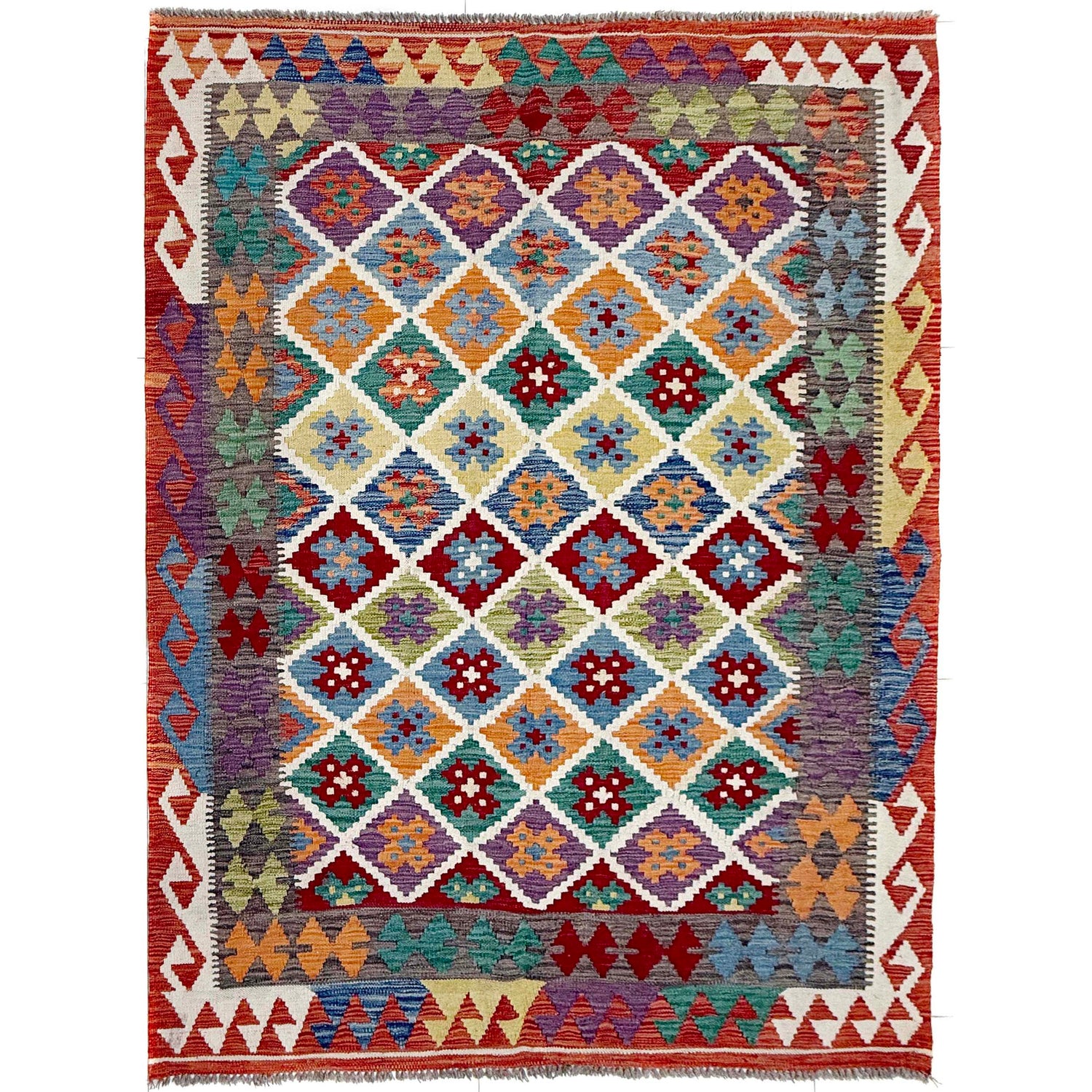 Handmade Multi Kilim Geometric 4x7 ft