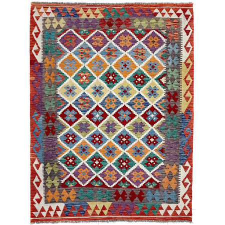Handmade Multi Kilim Geometric 4x7 ft