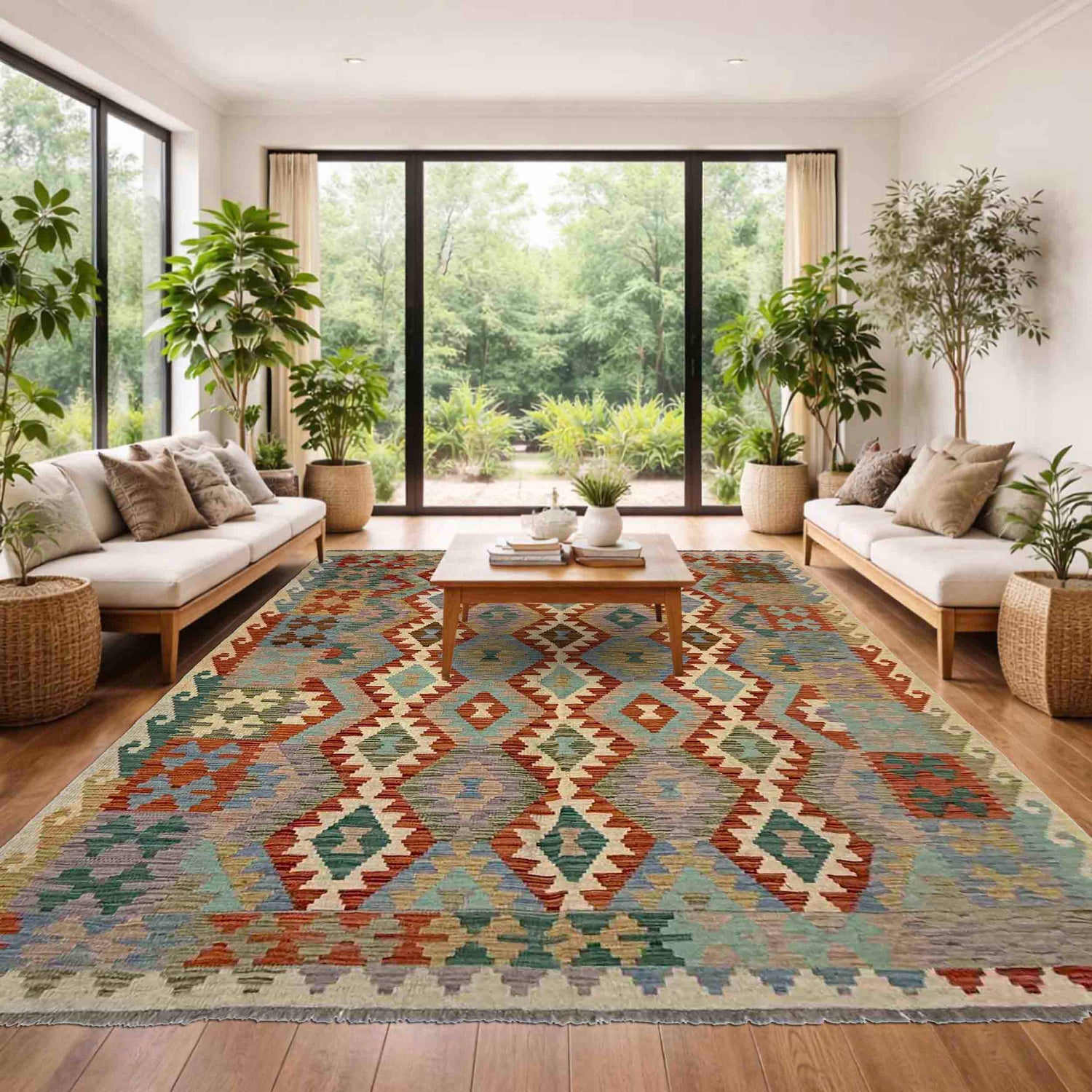 Handmade Multi Kilim Geometric 5x8 ft