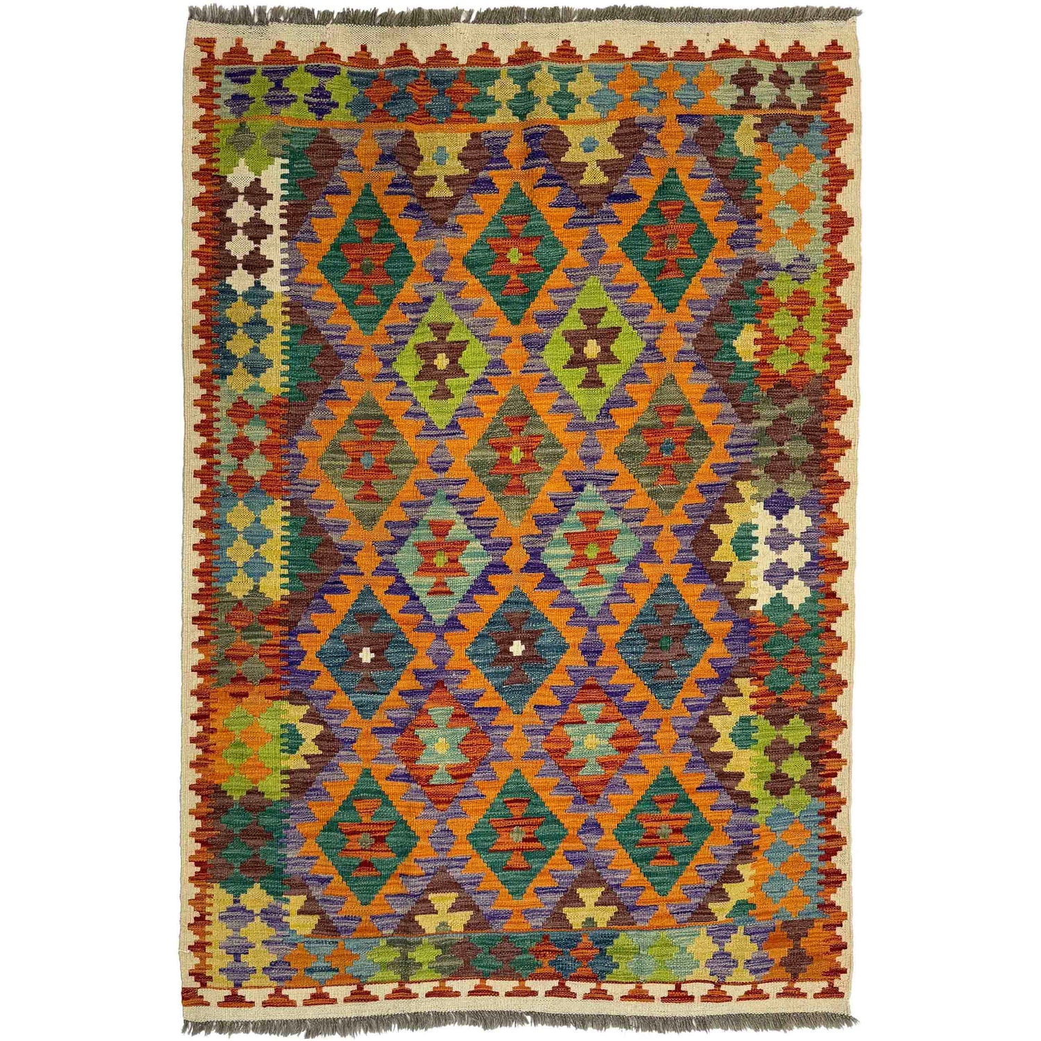 Handmade Multi Kilim Geometric 4x6 ft