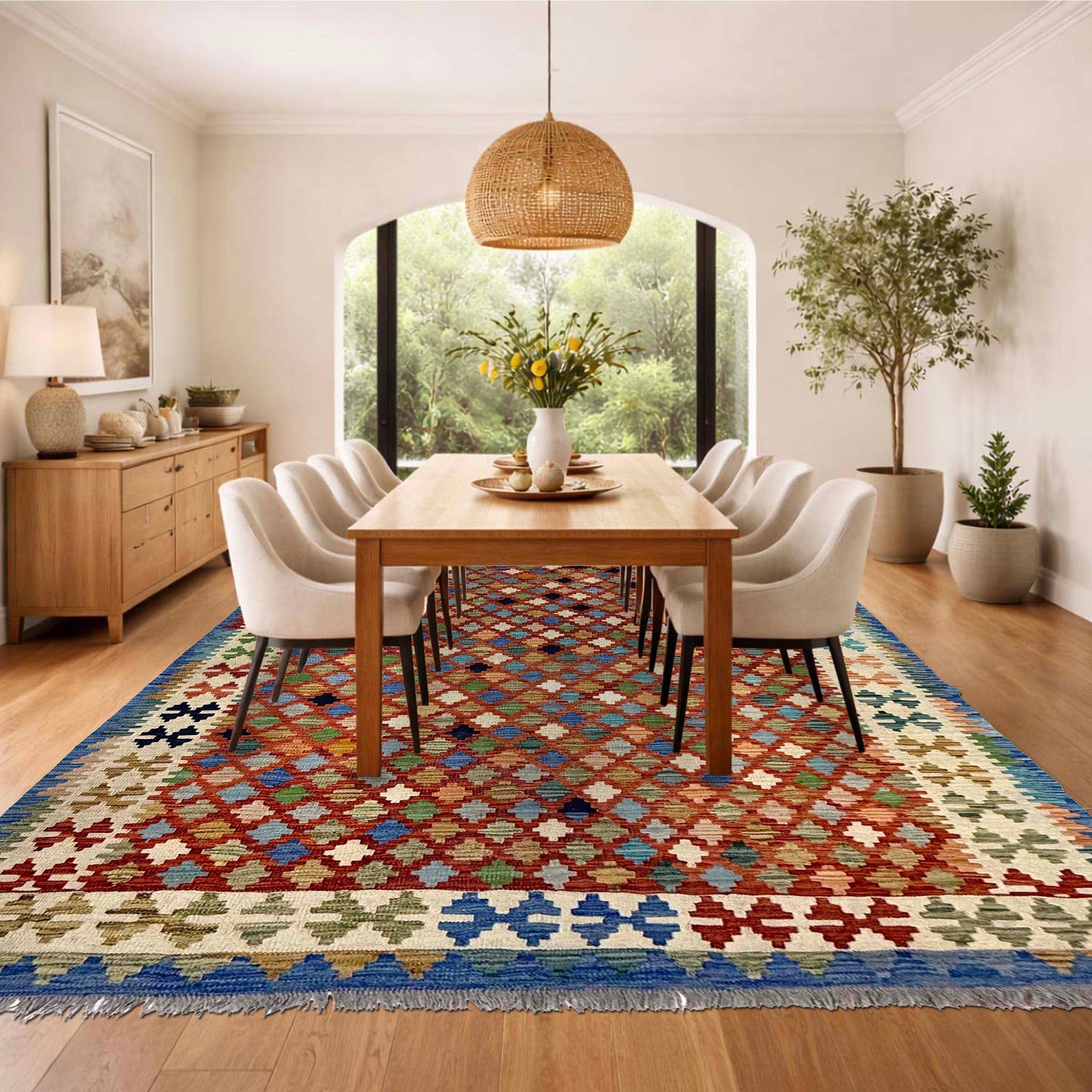 Handmade Multi Kilim Geometric 5x8 ft