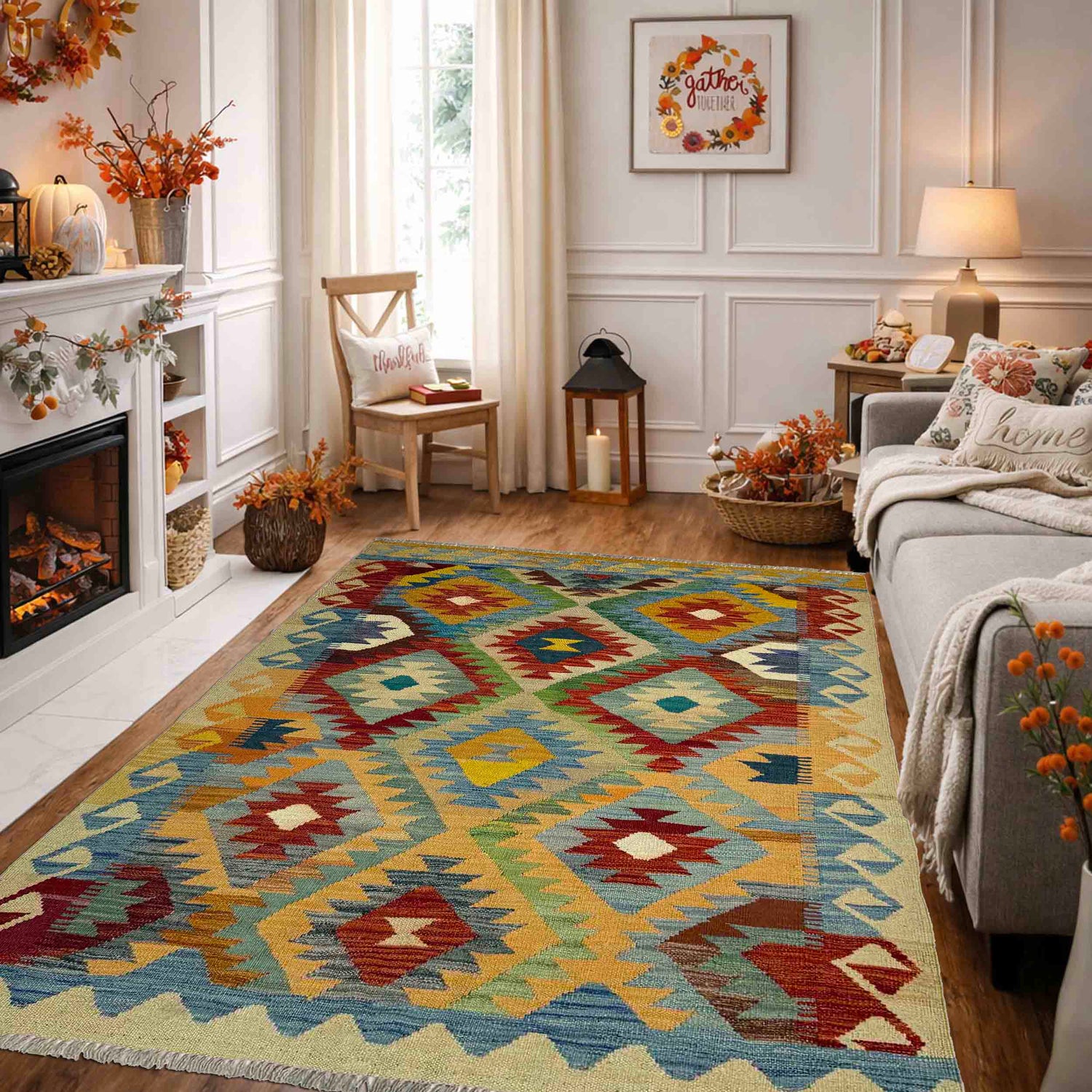 Handmade Multi Kilim Geometric 4x6 ft
