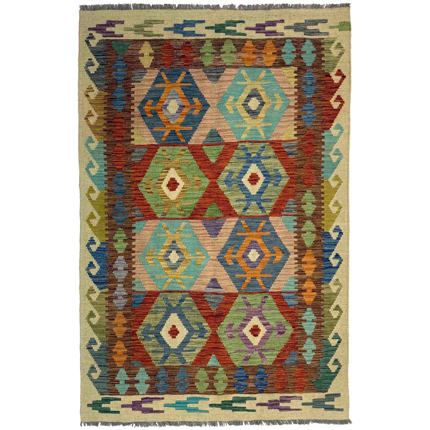 Handmade Multi Kilim Geometric 4x6 ft