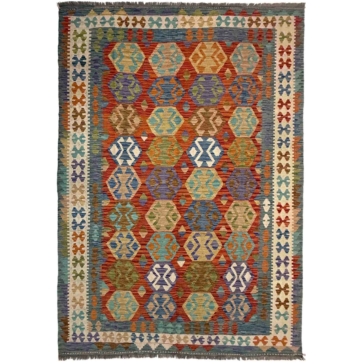 Handmade Multi Kilim Geometric 5x8 ft