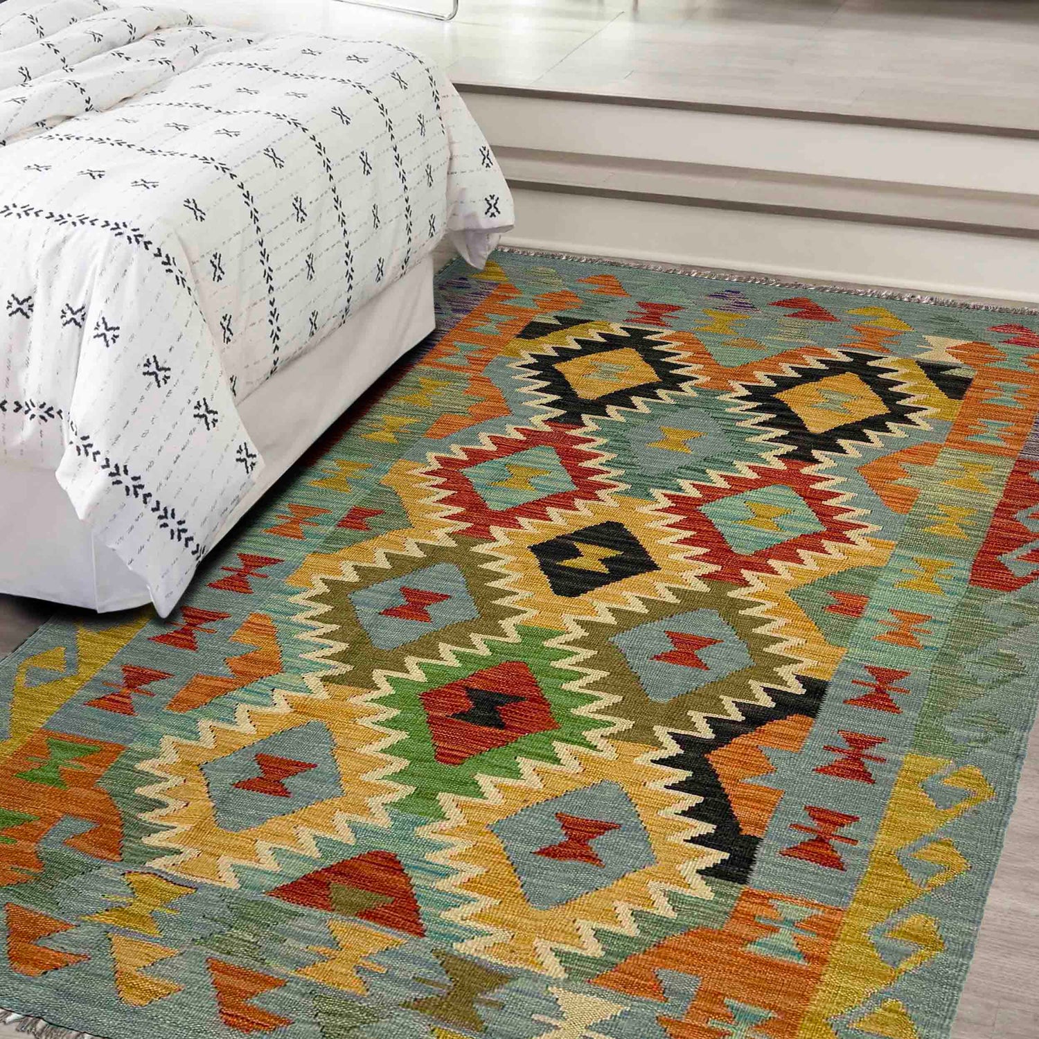 Handmade Multi Kilim Geometric 4x6 ft