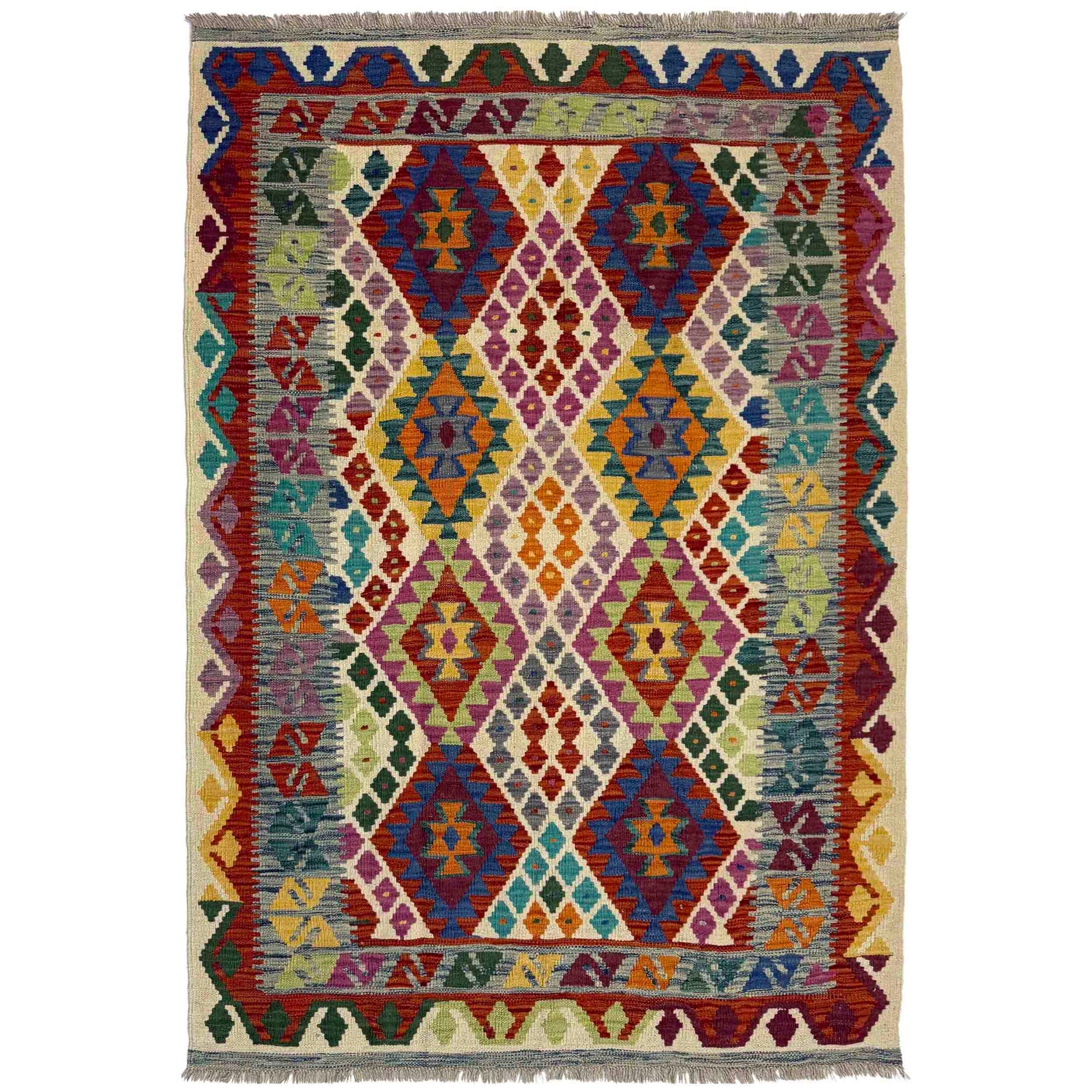 Handmade Multi Kilim Geometric 4x6 ft