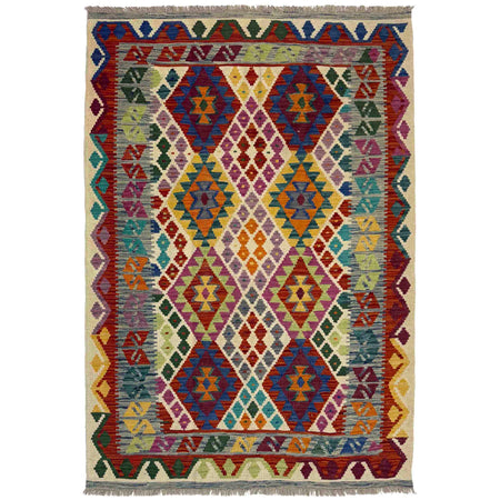 Handmade Multi Kilim Geometric 4x6 ft